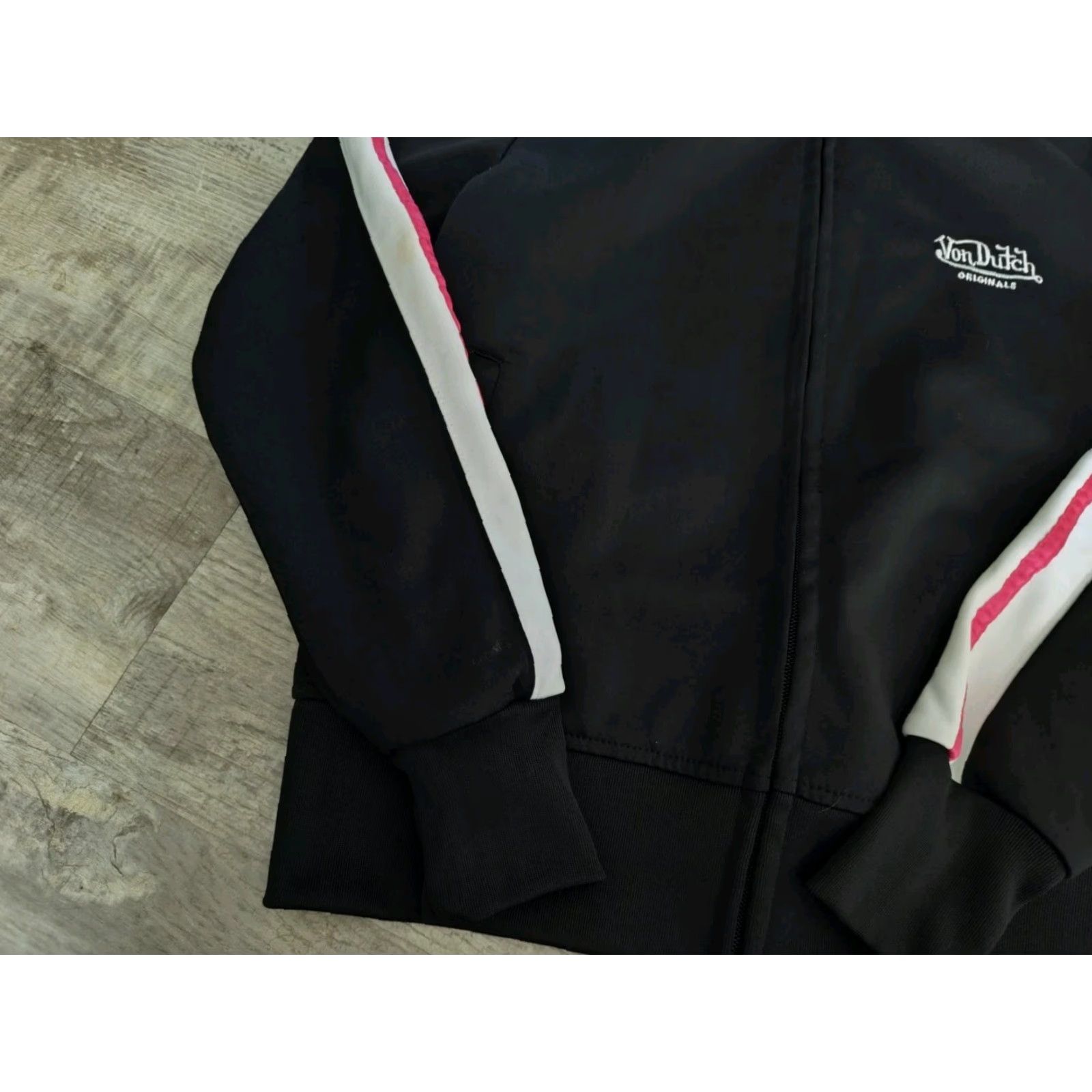 Von Dutch VINTAGE Von Dutch Track Jacket Black Pink White Size Large Full Zip Womens Size L / US 10 / IT 46 - 3 Thumbnail