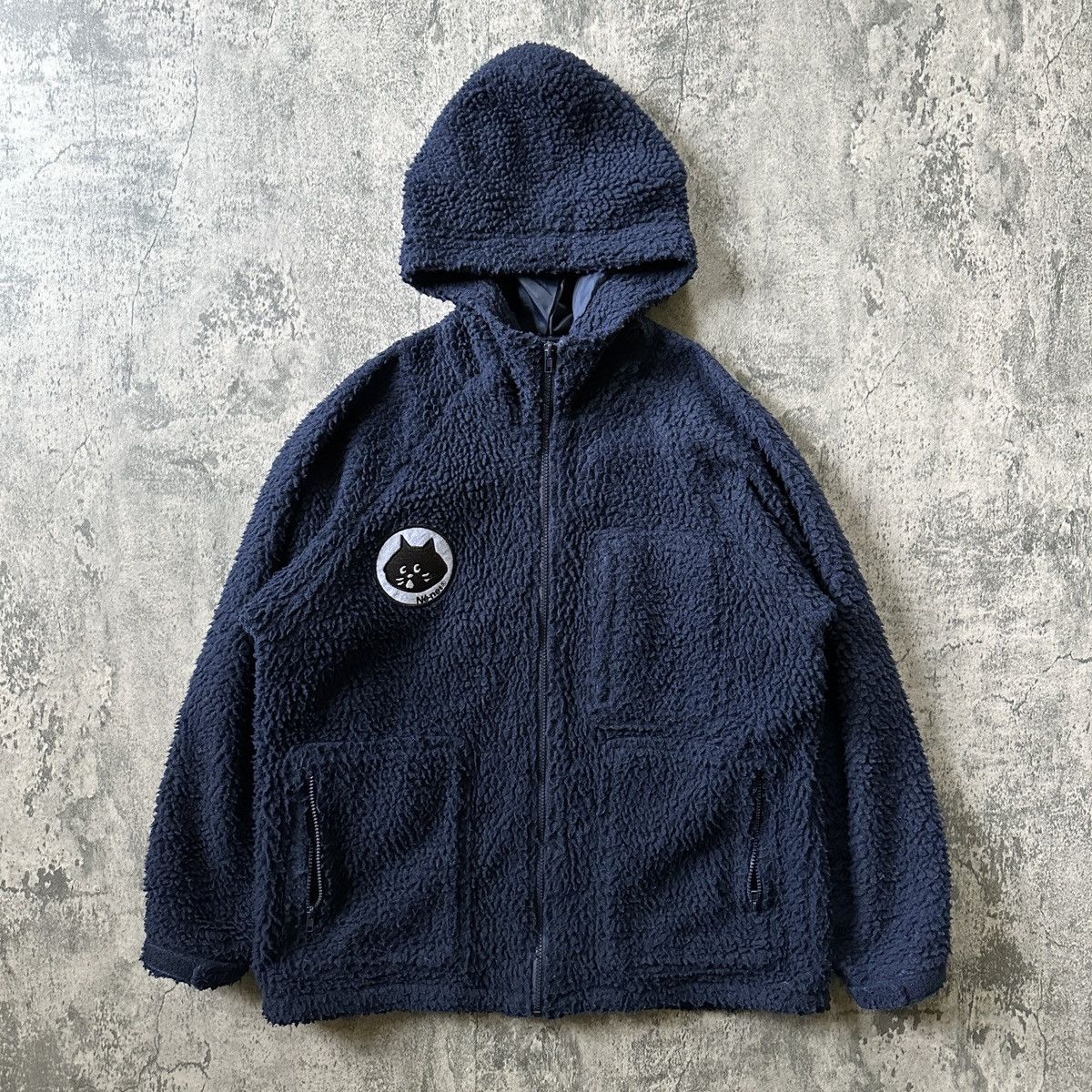 image of Ne Net Né-Net Sherpa Fleece Hooded Jacket in Blue, Men's (Size Large)