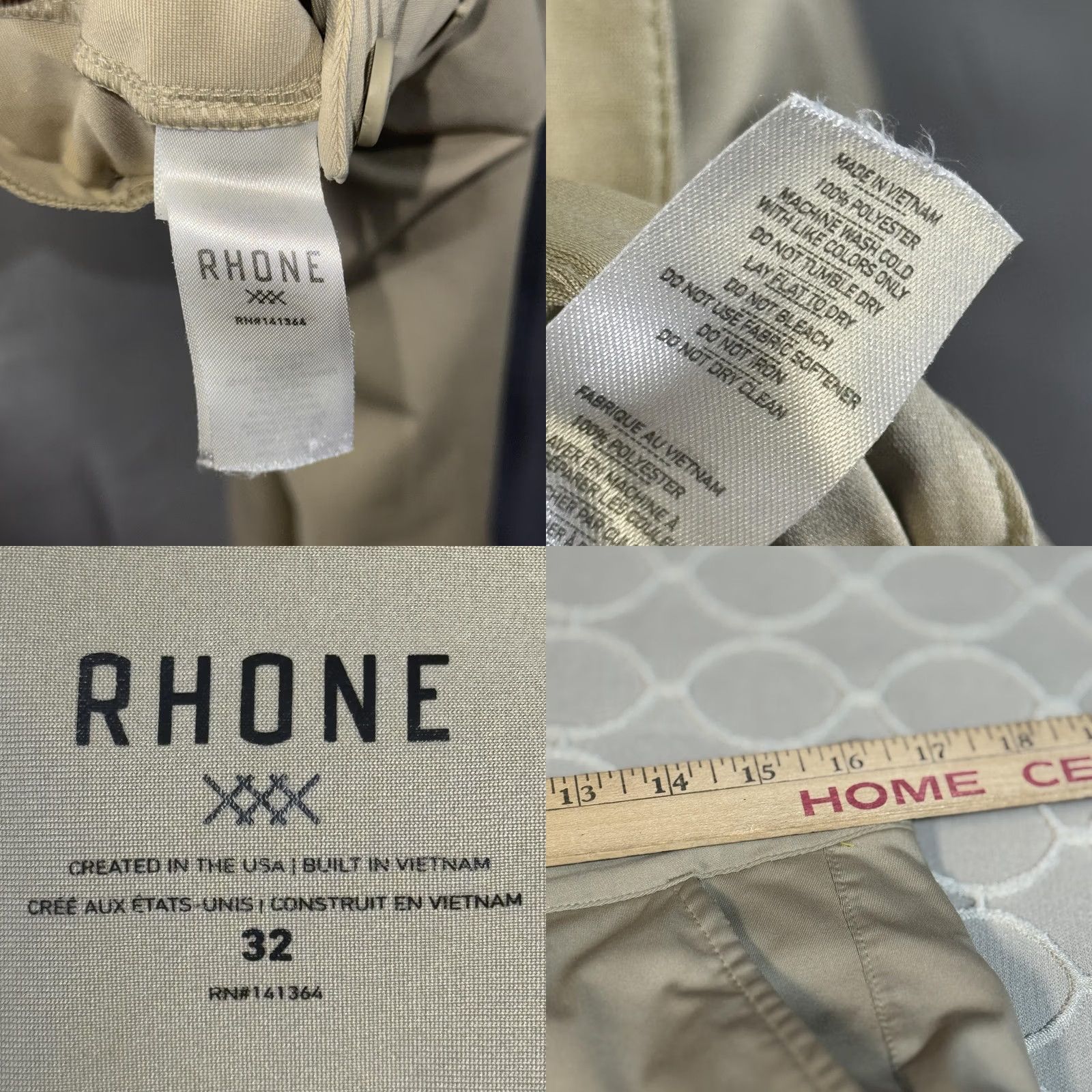 Rhone Rhone Pants Mens 32 Khaki Performance Chino Commuter Dress Work Travel Office Pants Back Pockets Zip Fly Tailored Mens Size US 32 / EU 48 - 8 Thumbnail