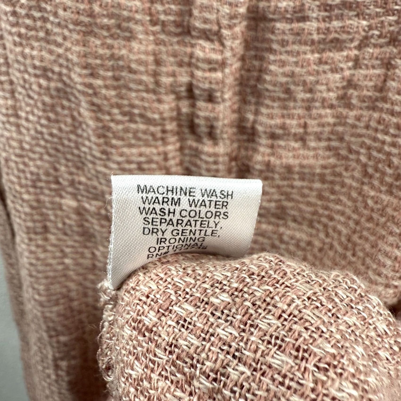 FLAX FLAX Blouse Shirt Oversize Linen Pink V-Neck Long Sleeve M Adult Womens 100% Linen Oversized Casual Bohemian 24" Pit to Pit 19" Sleeve 24" Length Size M / US 6-8 / IT 42-44 - 7 Thumbnail
