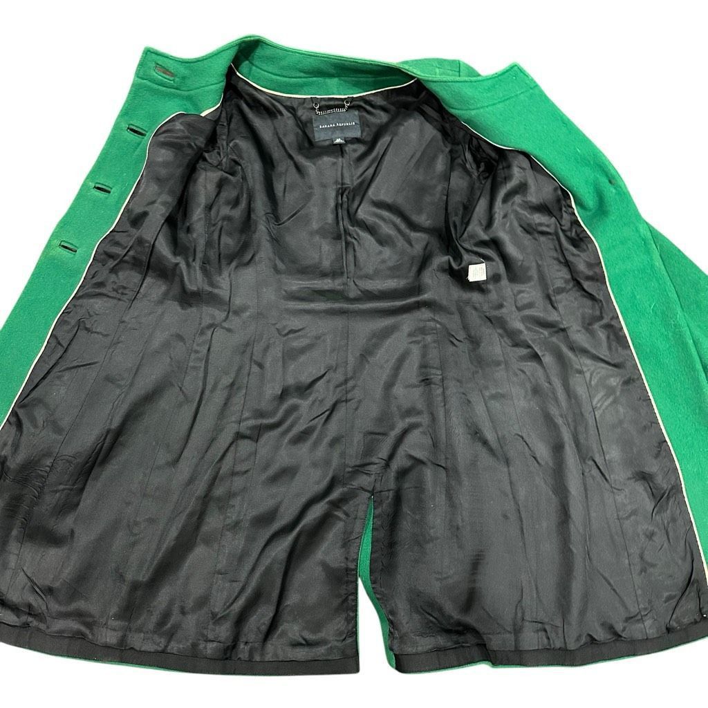 Banana Republic BANANA REPUBLIC Kelly Green Wool Trench Coat Jacket Embellis Size XS / US 0-2 / IT 36-38 - 3 Thumbnail