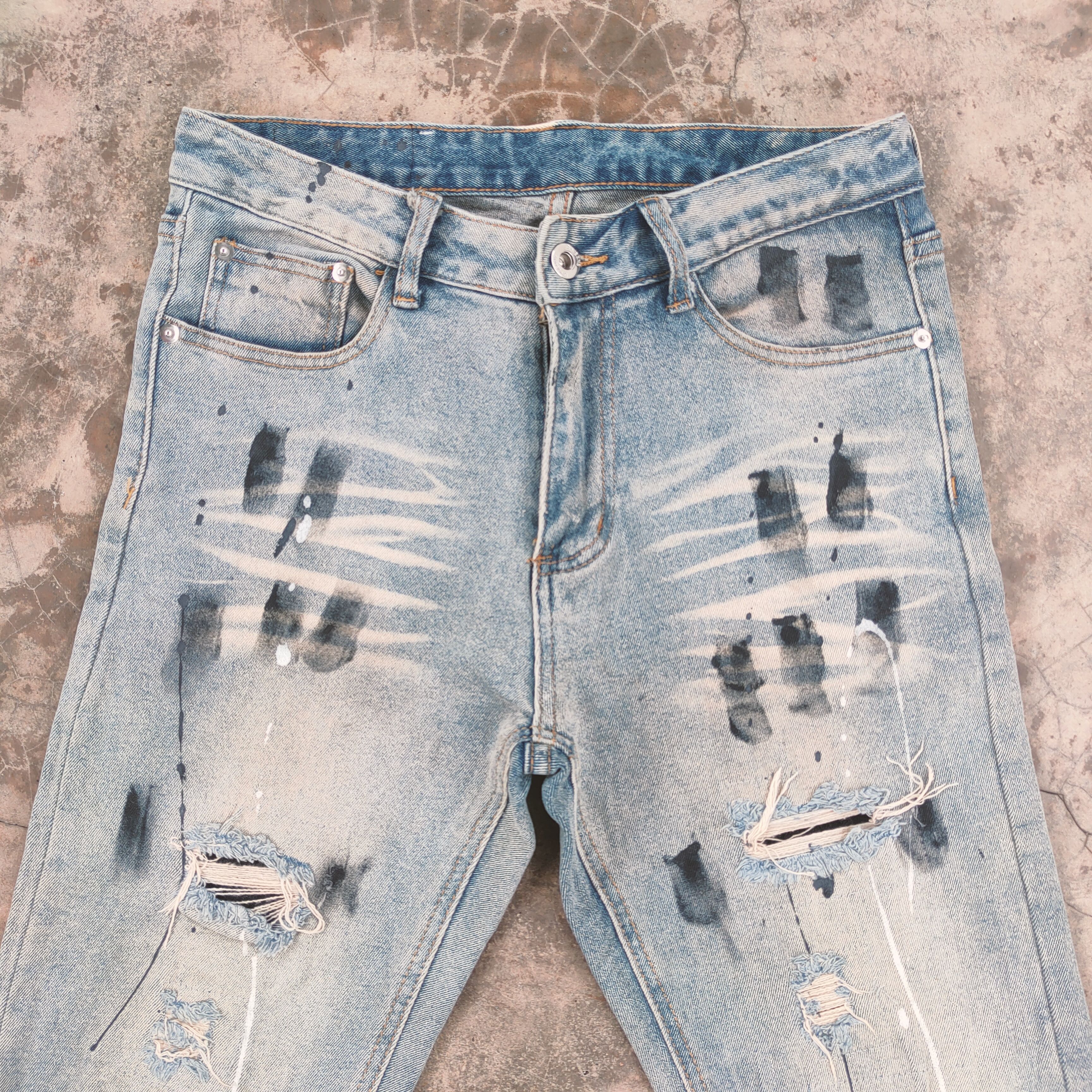 Japanese Brand Vintage japanese skinny faded distressed jeans denim pants Size US 29 - 2 Thumbnail
