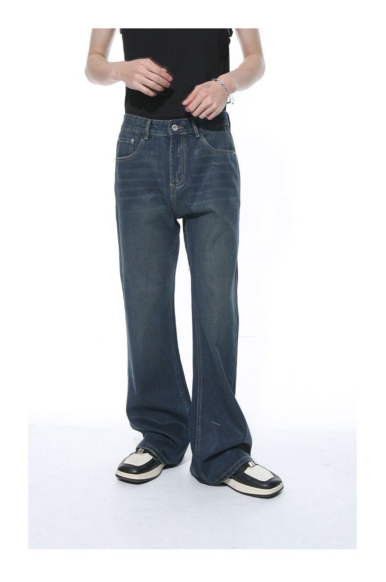 Jean Men's American-Style Blue Slim-Fit Washed Flared Jeans Size US 32 / EU 48 - 3 Thumbnail