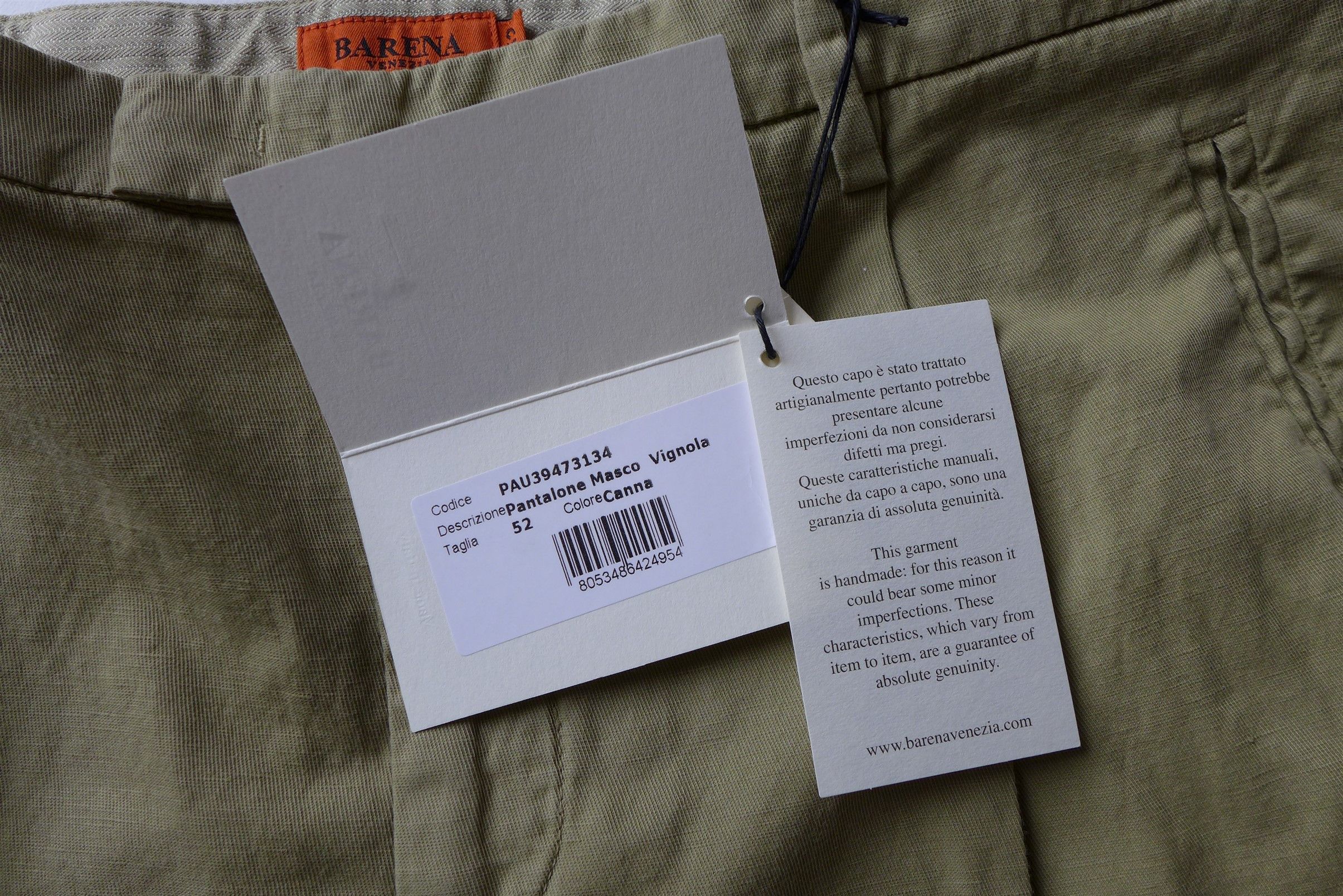 Barena Barena Masco Vignola Trousers - Canna Cotton-Linen. Size US 36 / EU 52 - 9 Thumbnail