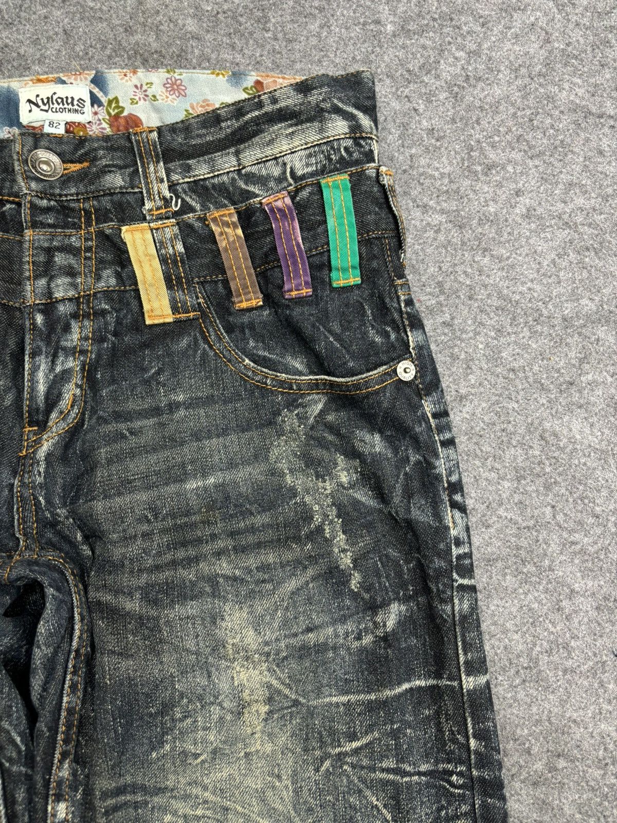 Japanese Brand 💥Double Waist💥Crazy Fades Nylaus Doube Waist Denim F528 Size US 32 / EU 48 - 4 Thumbnail