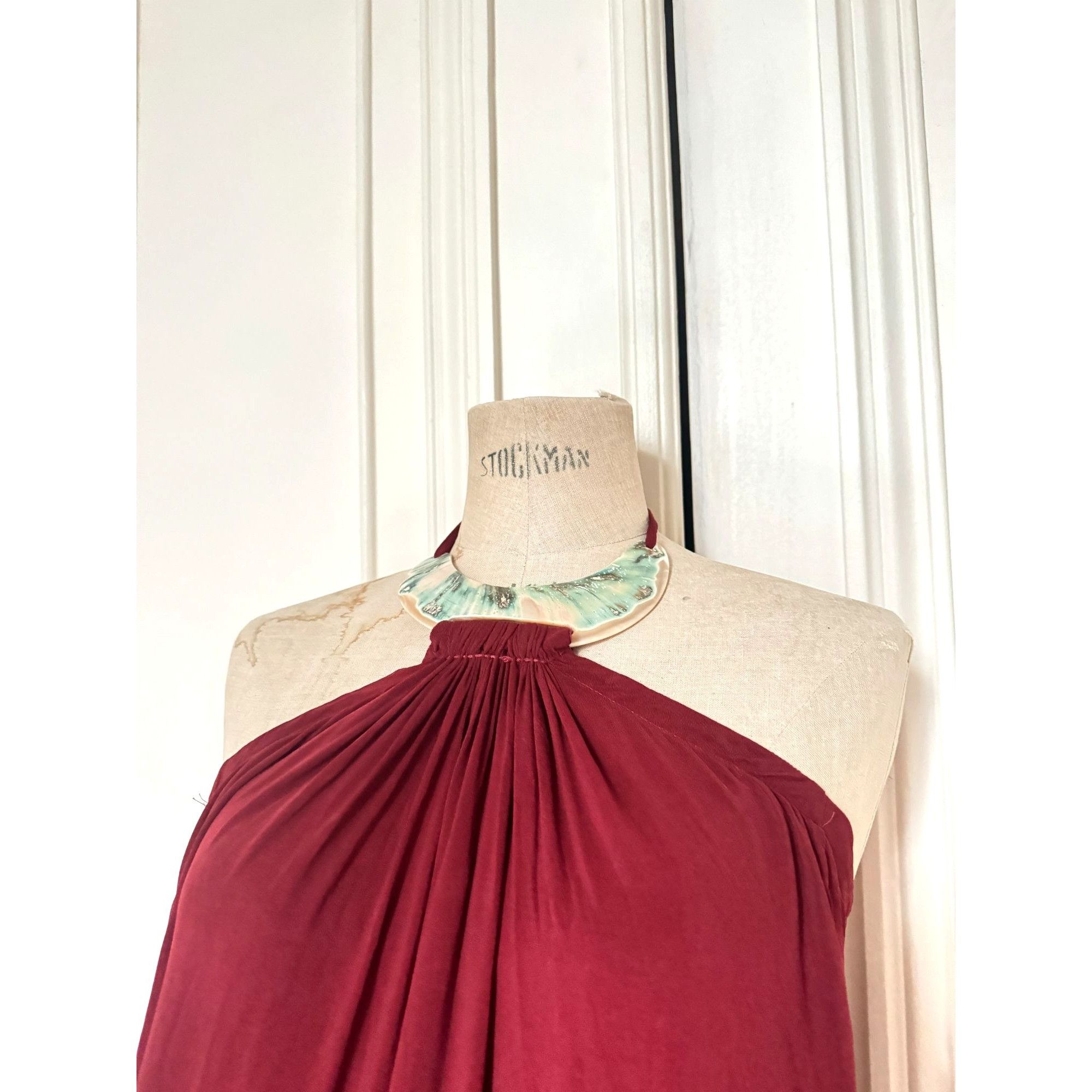 Jean Paul Gaultier 1990s Abalone Shell Burgundy Dress Size M / US 6-8 / IT 42-44 - 2 Thumbnail