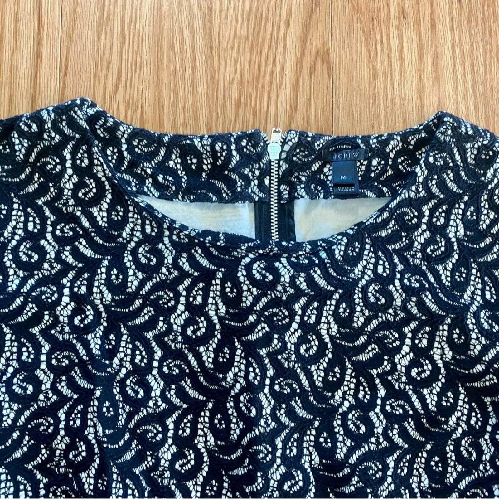 J.Crew J Crew Black Peplum Lace Blouse Top Womens Medium Size M / US 6-8 / IT 42-44 - 4 Thumbnail