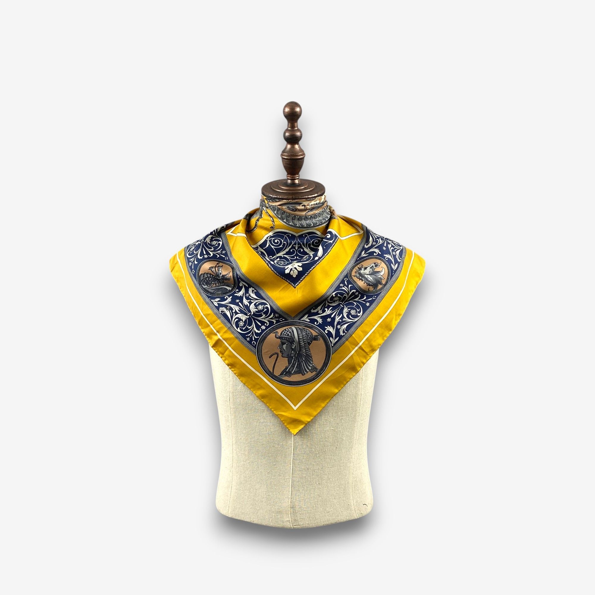Japanese Brand Vintage Mythology SILK Scarf Twill Stole Wraps Scarves Size ONE SIZE - 2 Thumbnail