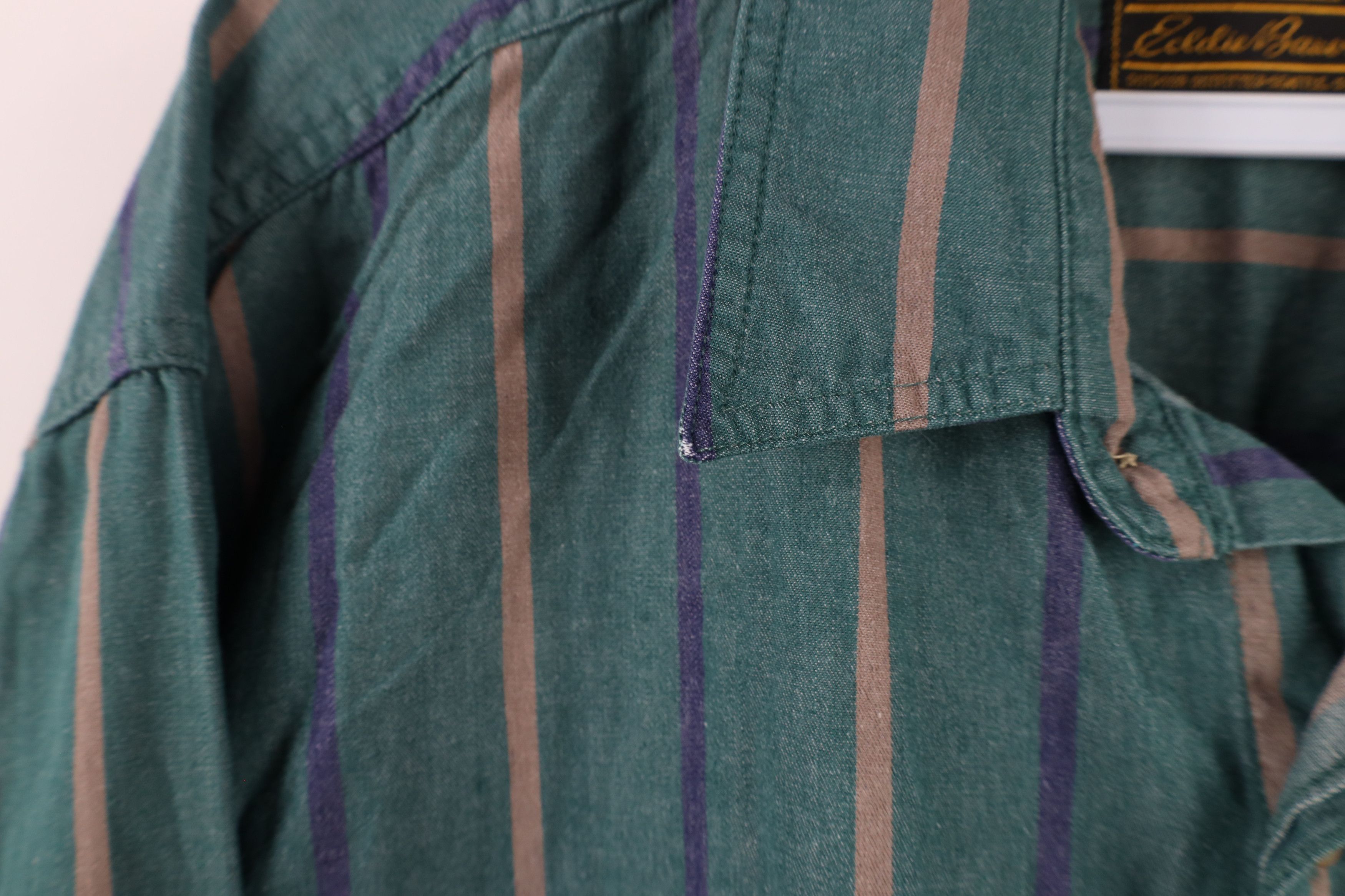 Eddie Bauer × Vintage Vintage 90s Eddie Bauer Striped Rufton Twill Button Shirt Size US L / EU 52-54 / 3 - 6 Thumbnail