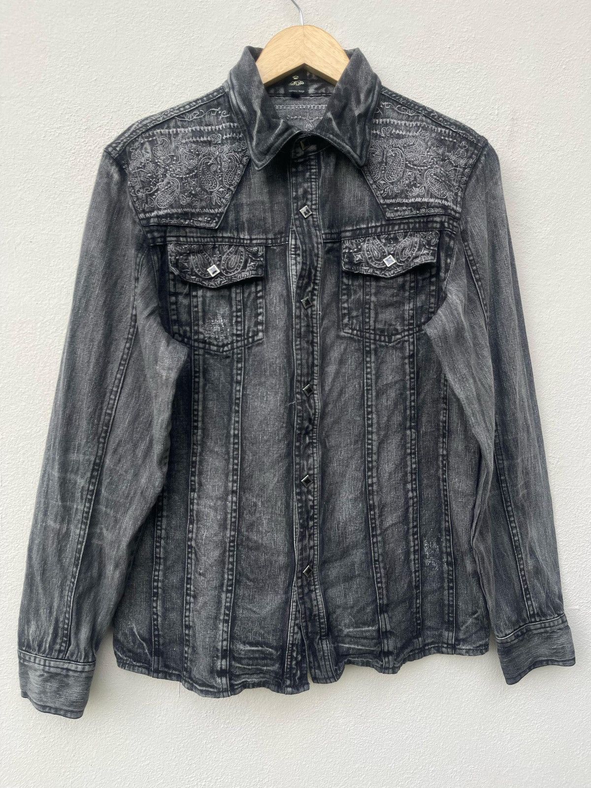 If Six Was Nine × Japanese Brand × Le Grande Bleu (L.G.B.) Semantic Design Wash Denim Western Shirt Size US S / EU 44-46 / 1 - 9 Thumbnail
