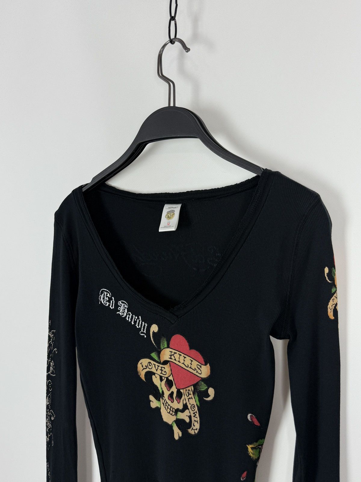 Ed Hardy Y2K Vintage Ed Hardy Printed V-Neck Ribbed Mini Dress Size M / US 6-8 / IT 42-44 - 2 Thumbnail