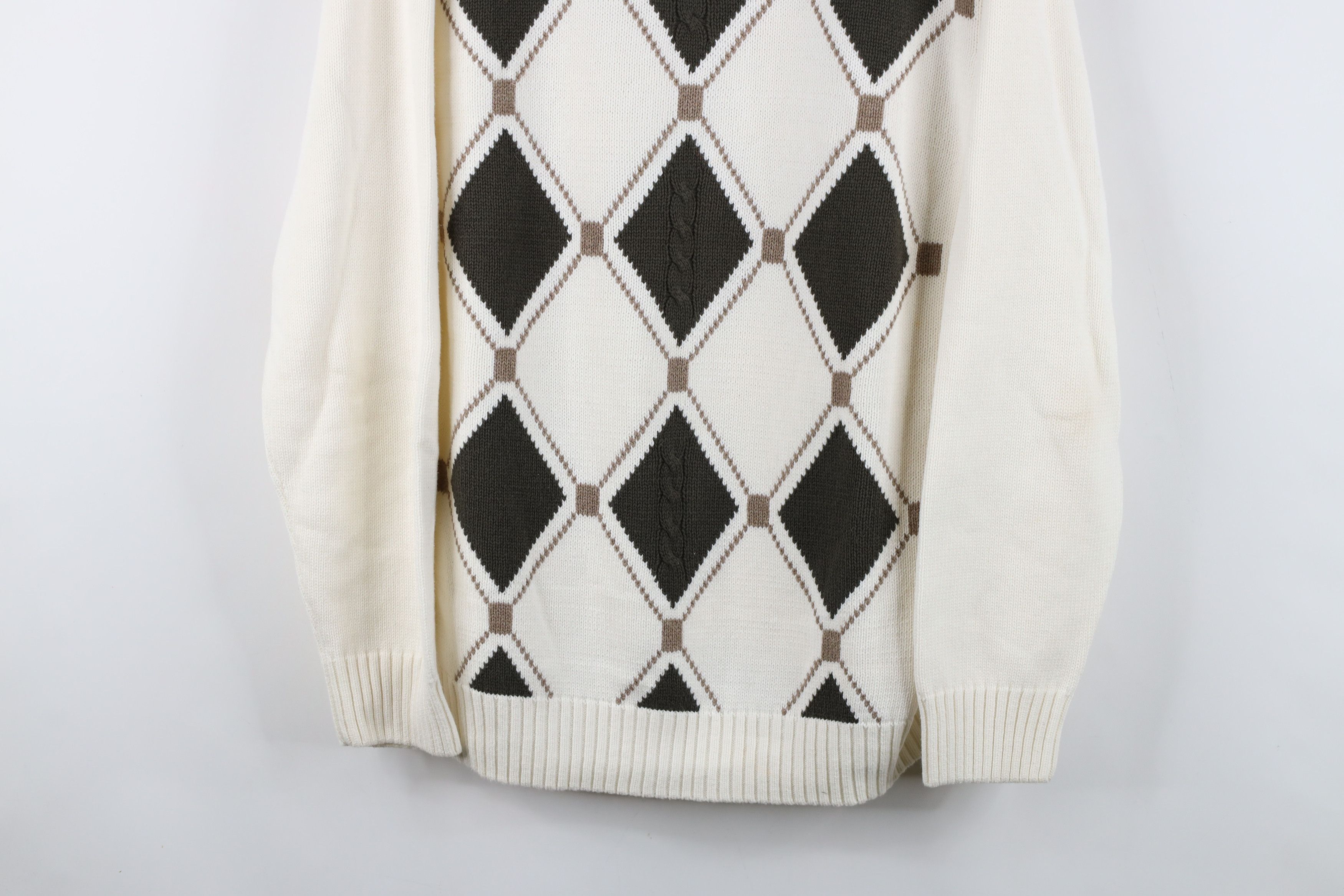 Vintage Vintage 90s Streetwear Diamond Cotton Knit Crewneck Sweater Size US L / EU 52-54 / 3 - 3 Thumbnail