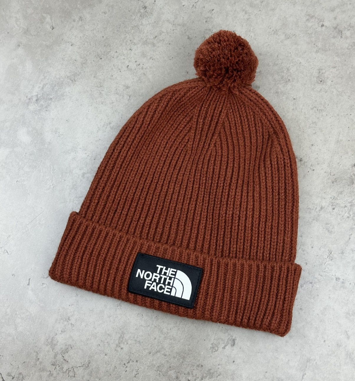 The North Face The North Face Ribbed Knit Beanie Hat Burnt Orange Pom Pom Size ONE SIZE - 2 Thumbnail
