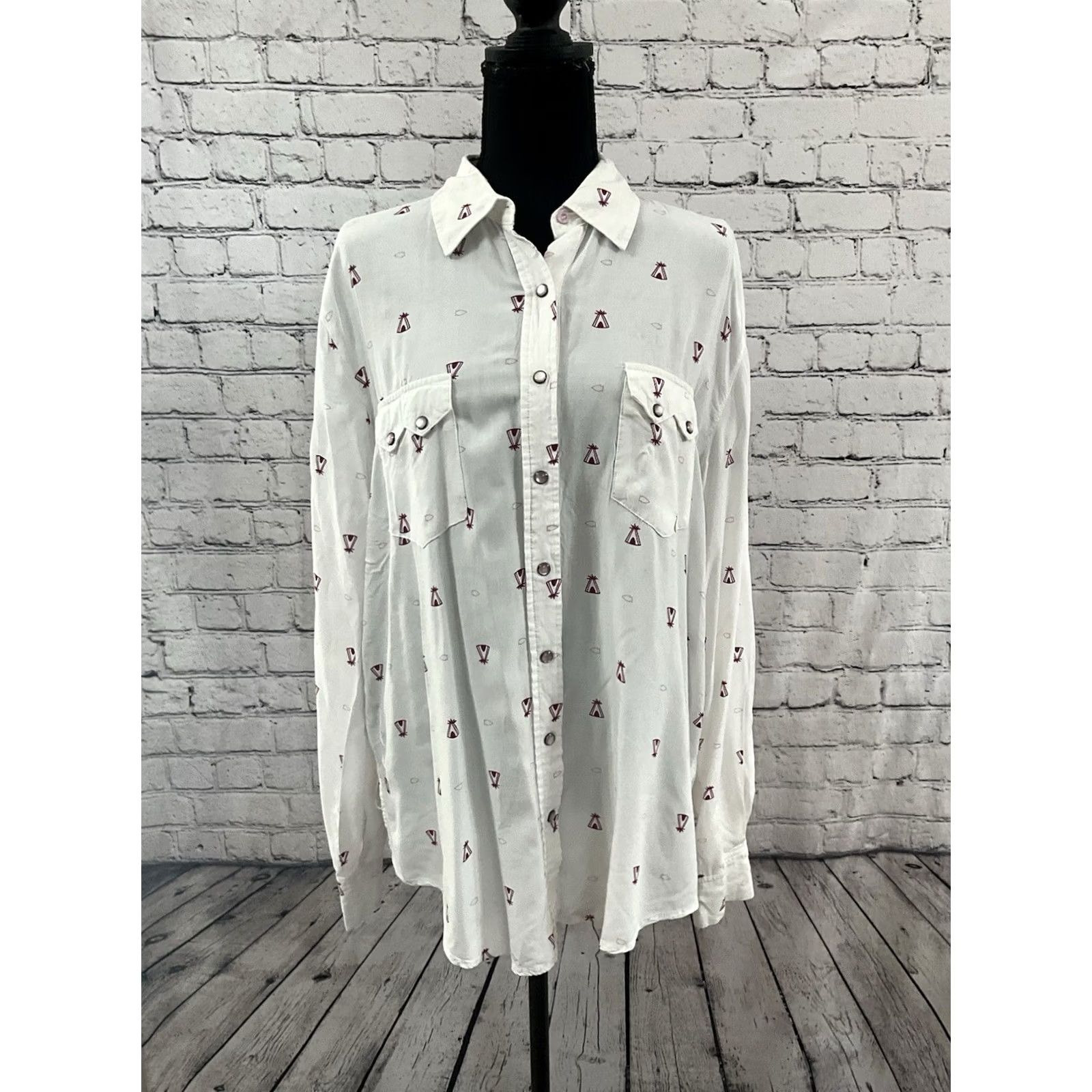 Vintage Cruel Girl Denim Western Shirt XL Pink Two-Pocket Cotton Rayon Snap Button-Up Long Sleeve Collared Womens Size XL / US 12-14 / IT 48-50 - 4 Thumbnail