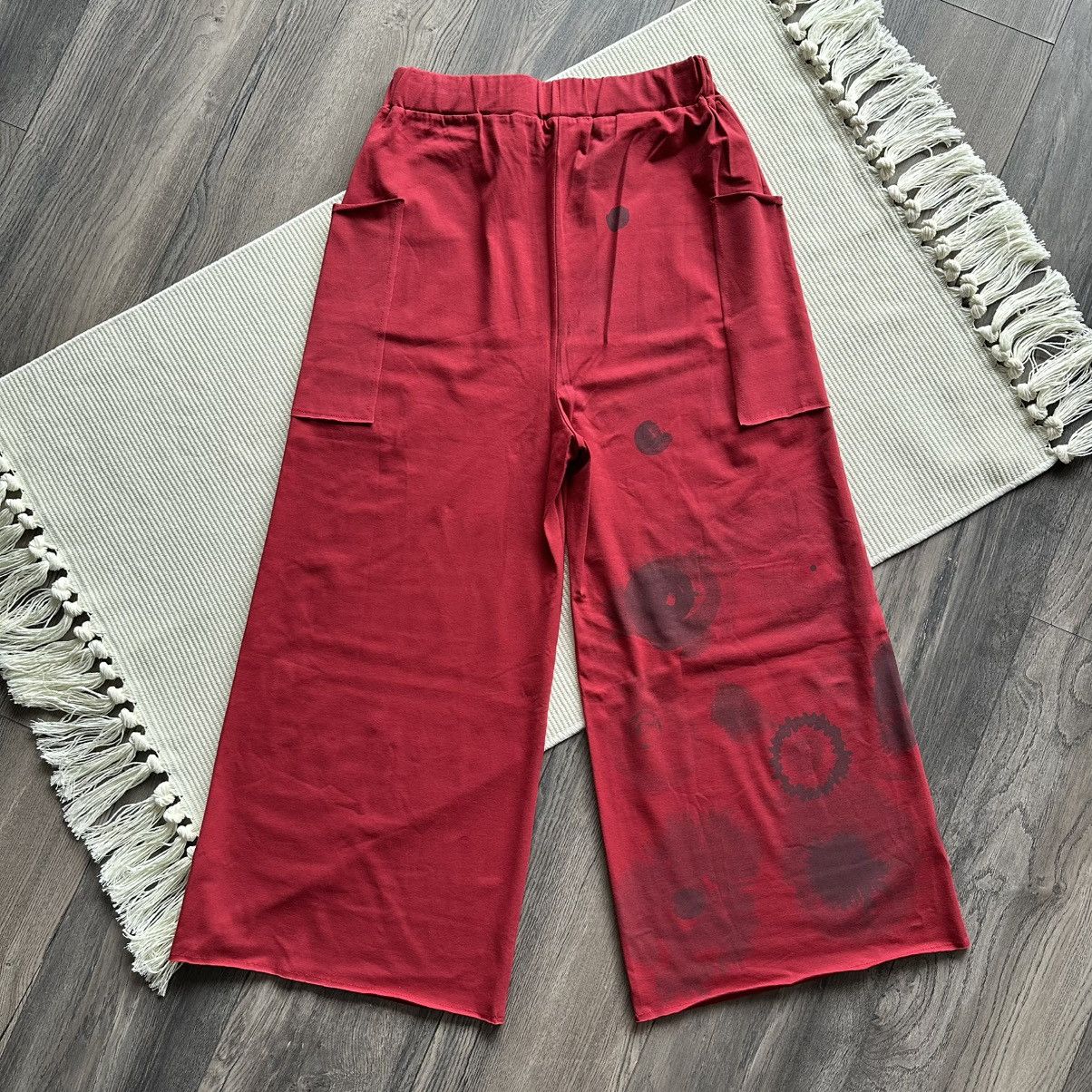 Other KEDZIOREK Wide Leg Red Pants with Abstract / Floral Print Size 28" / US 6 / IT 42 - 4 Thumbnail
