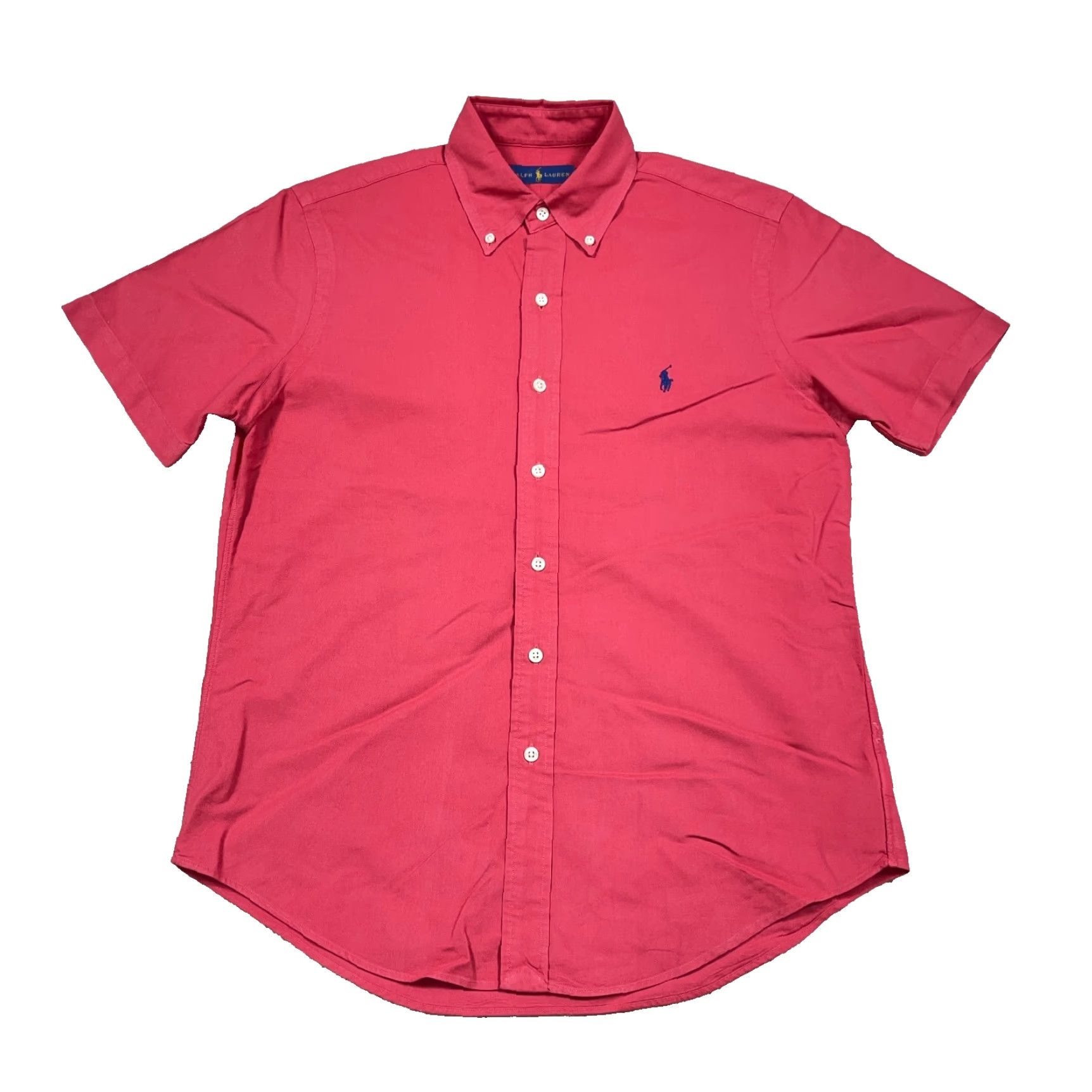 Ralph Lauren Ralph Lauren Oxford Shirt Men L Pink Blue Button-Up Collared Short Sleeve Preppy Size 42R - 2 Thumbnail