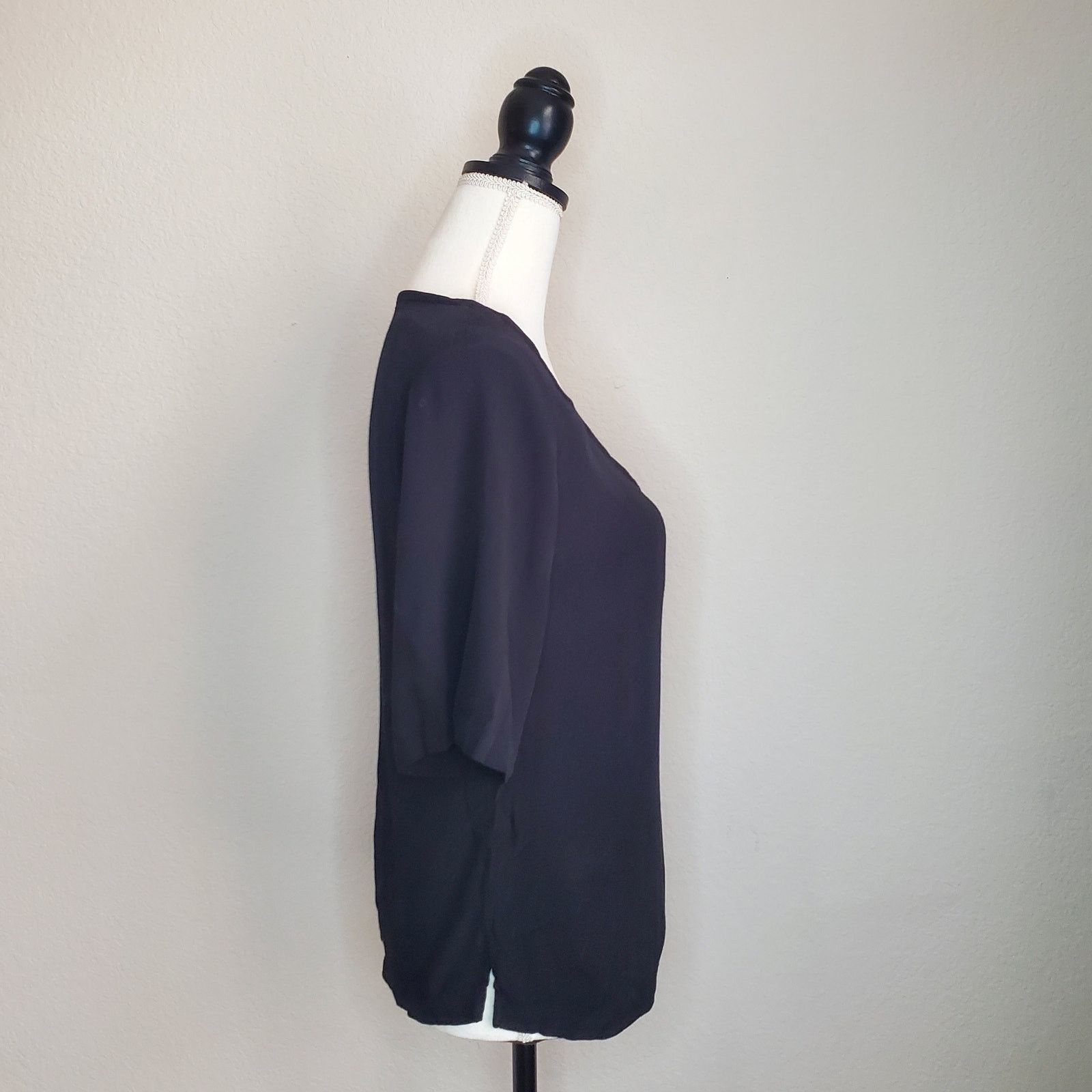 MONROW Monrow Black Crepe Blouse Medium Size M / US 6-8 / IT 42-44 - 2 Thumbnail