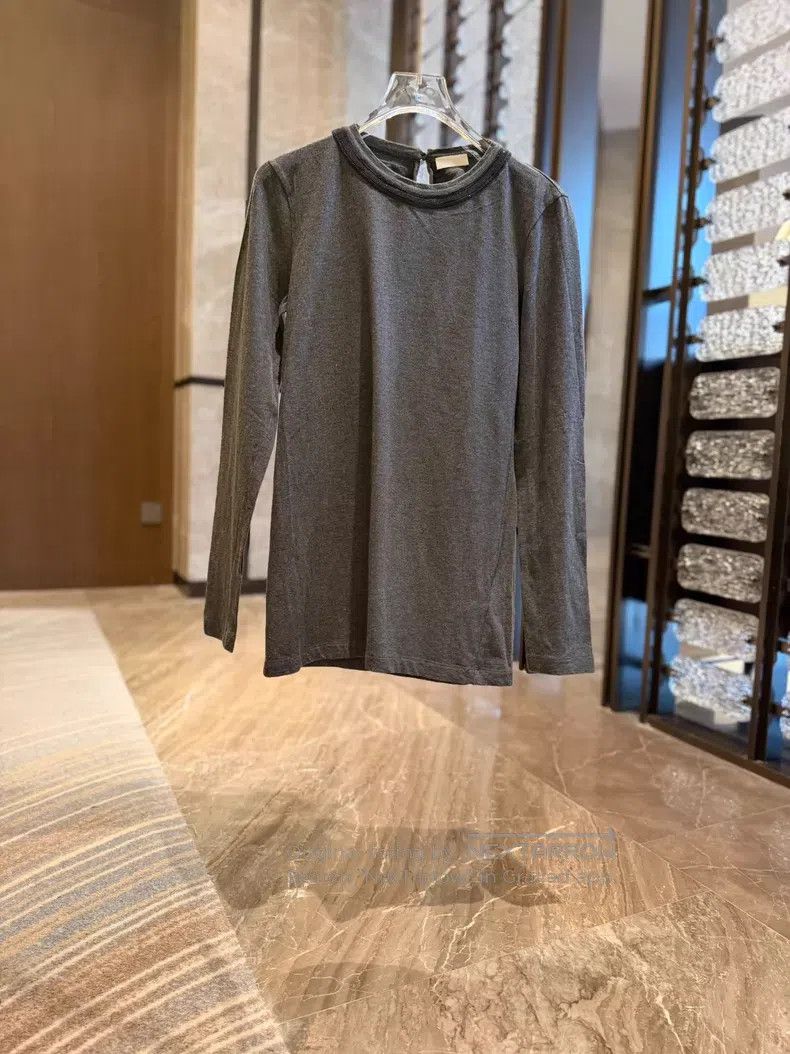 Brunello Cucinelli Brunello Cucinelli Gray Crew Neck Long Sleeve T-Shirt Size S / US 4 / IT 40 - 1 Thumbnail