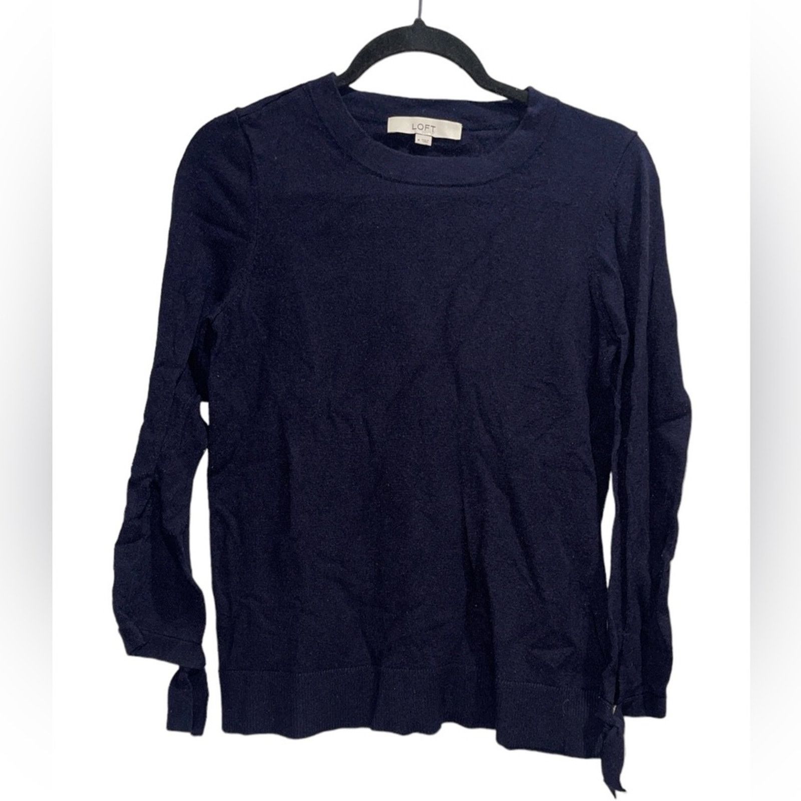 Loft LOFT Navy Wool Blend Crewneck Sweater Lightweight Knit Sz M Size M / US 6-8 / IT 42-44 - 2 Thumbnail