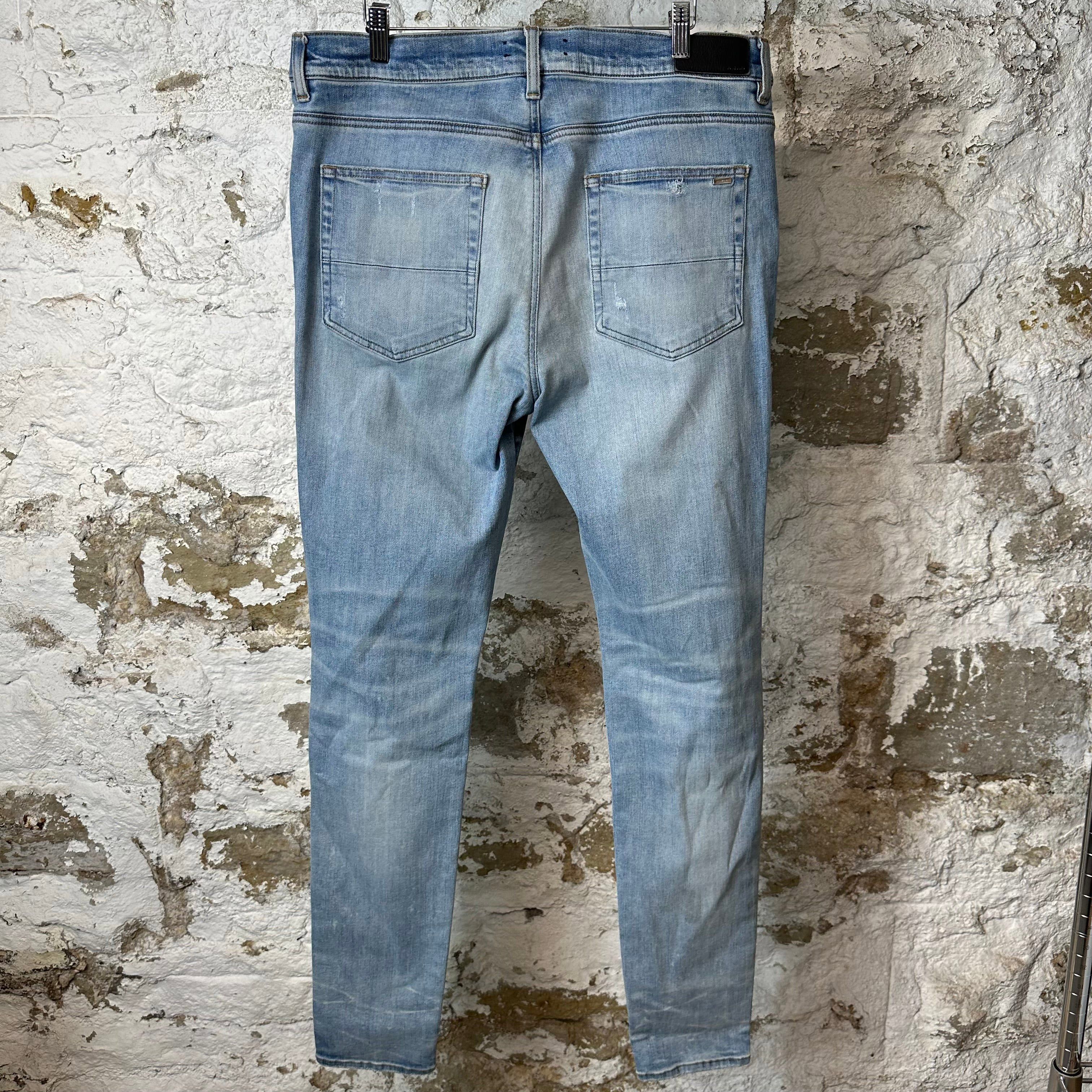 Amiri Amiri Distressed Plain Blue Denim Jeans Sz 38 Size US 38 / EU 54 - 2 Thumbnail