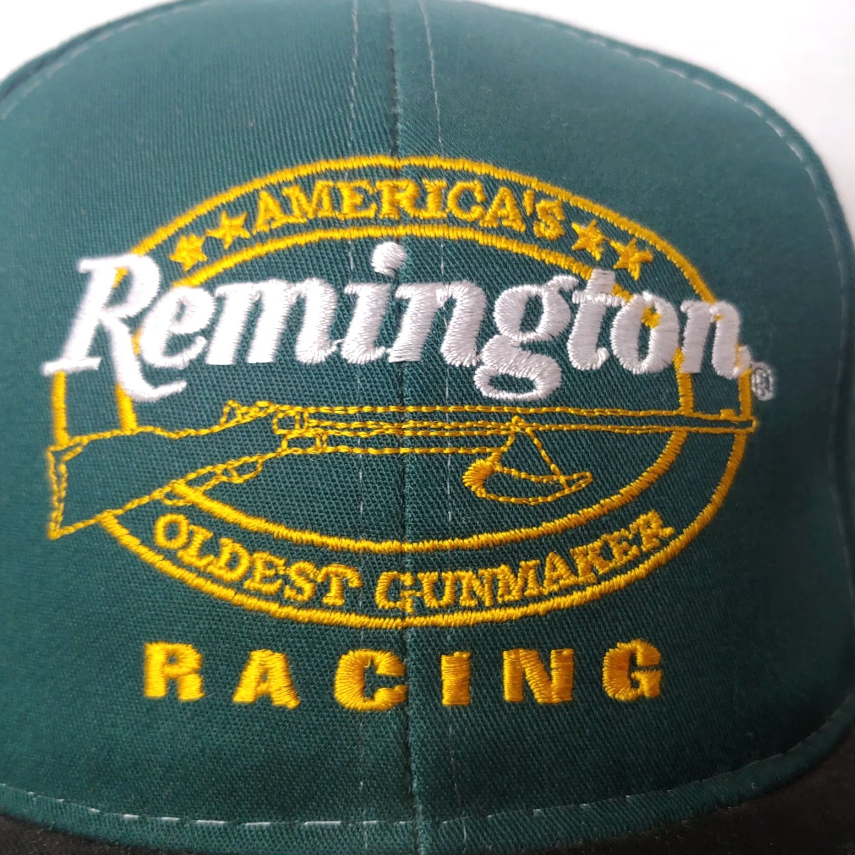 NASCAR NASCAR Remington Racing Shark Tooth Cap Hat Green Yellow Gun Maker Vintage #75 Size ONE SIZE - 3 Thumbnail