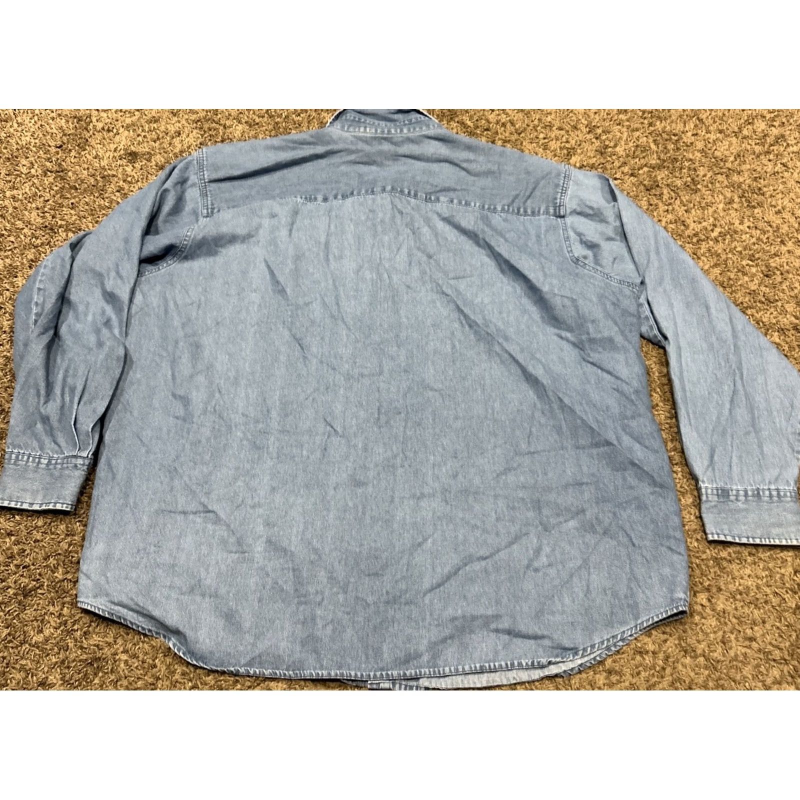 Vintage VINTAGE 1250 North Button-Up Long Sleeve Cowboy Shirt 2XL Cotton Denim Blue Size US XXL / EU 58 / 5 - 5 Thumbnail