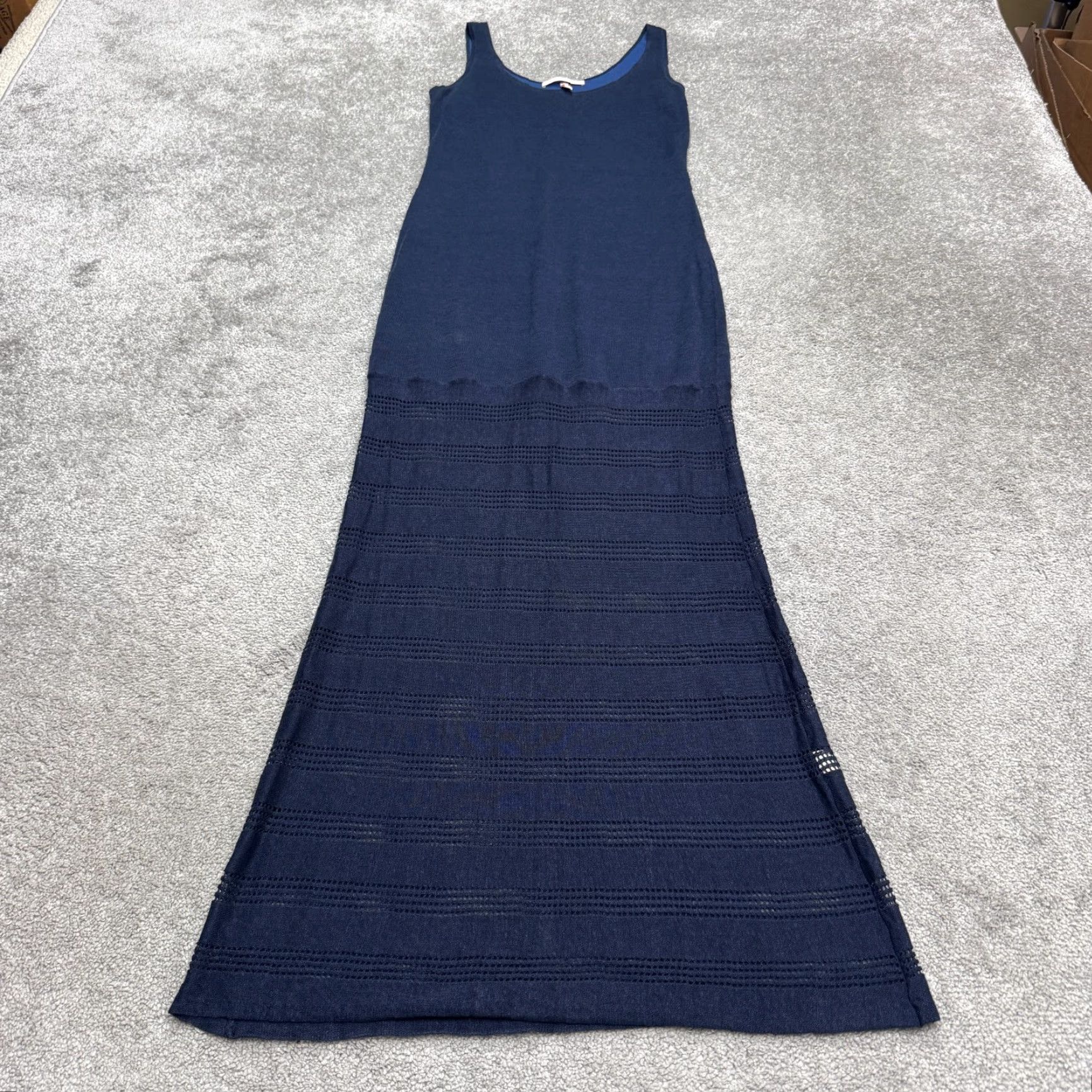 Victoria's Secret Victoria's Secret Dress Womens Small Navy Blue Linen Blend Knit Crochet Maxi Size S / US 4 / IT 40 - 2 Thumbnail