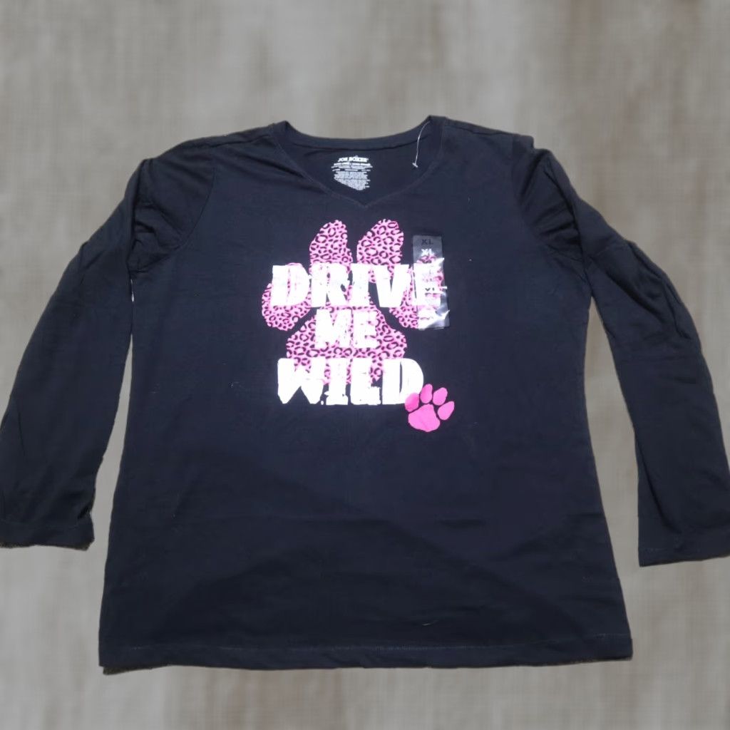 Joe Boxer Joe Boxer Shirt Women's XL Black Drive Me Wild Dog Paw T-Shirt Short Sleeve Womens XL Black Shirt 90s? Size XL / US 12-14 / IT 48-50 - 1 Thumbnail