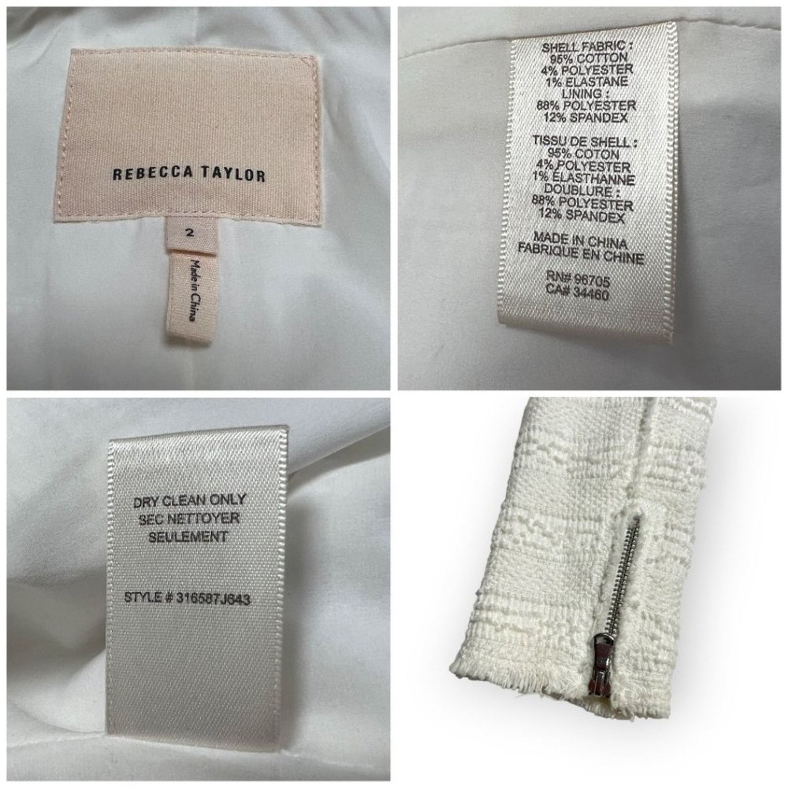 Rebecca Taylor Rebecca Taylor Boucle Moto Jacket Ivory Size 2 Size XS / US 0-2 / IT 36-38 - 3 Thumbnail