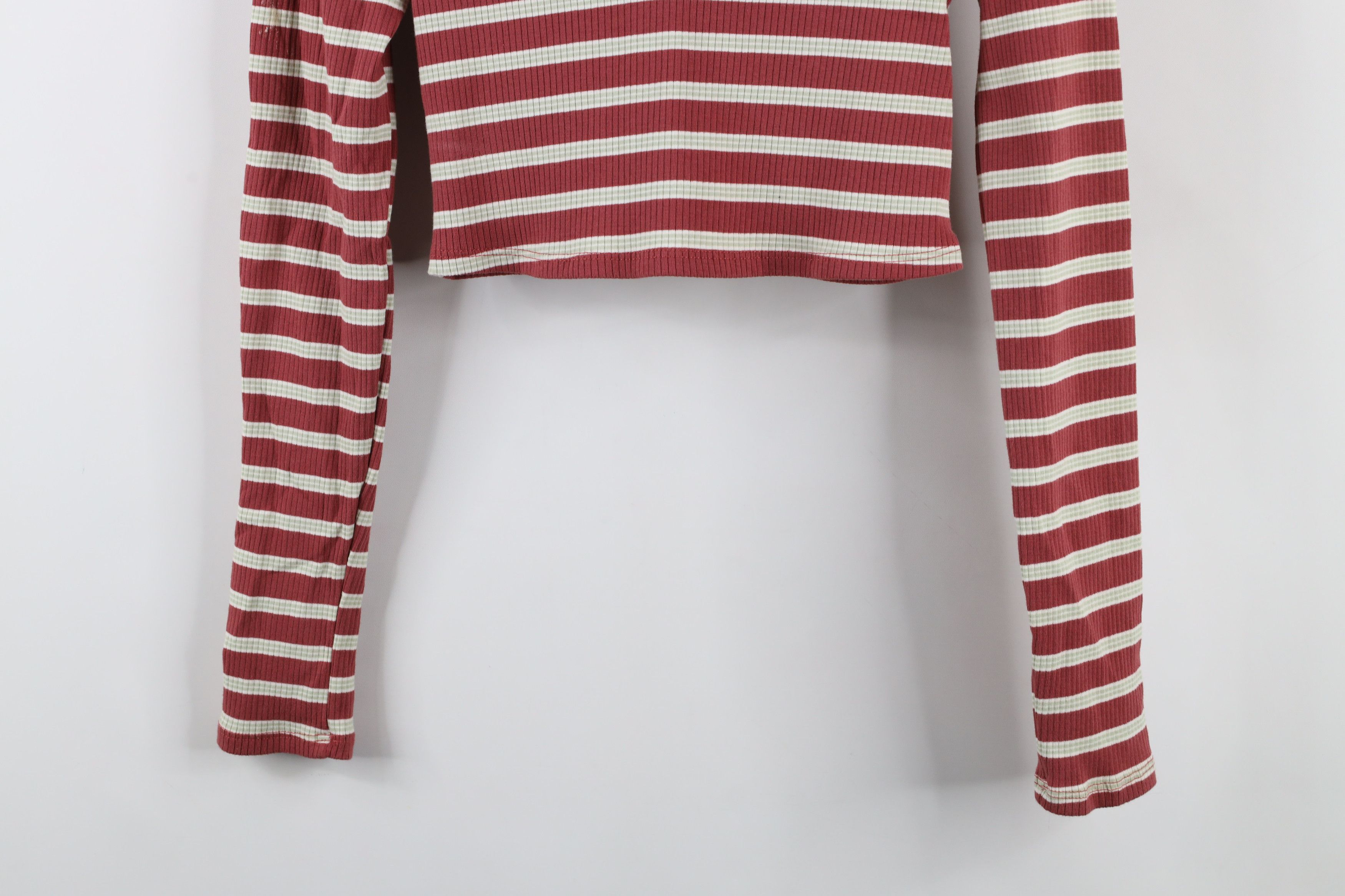 Vintage Vintage Y2K Babydoll Ribbed Knit Polo Shirt Striped USA Size L / US 10 / IT 46 - 3 Thumbnail