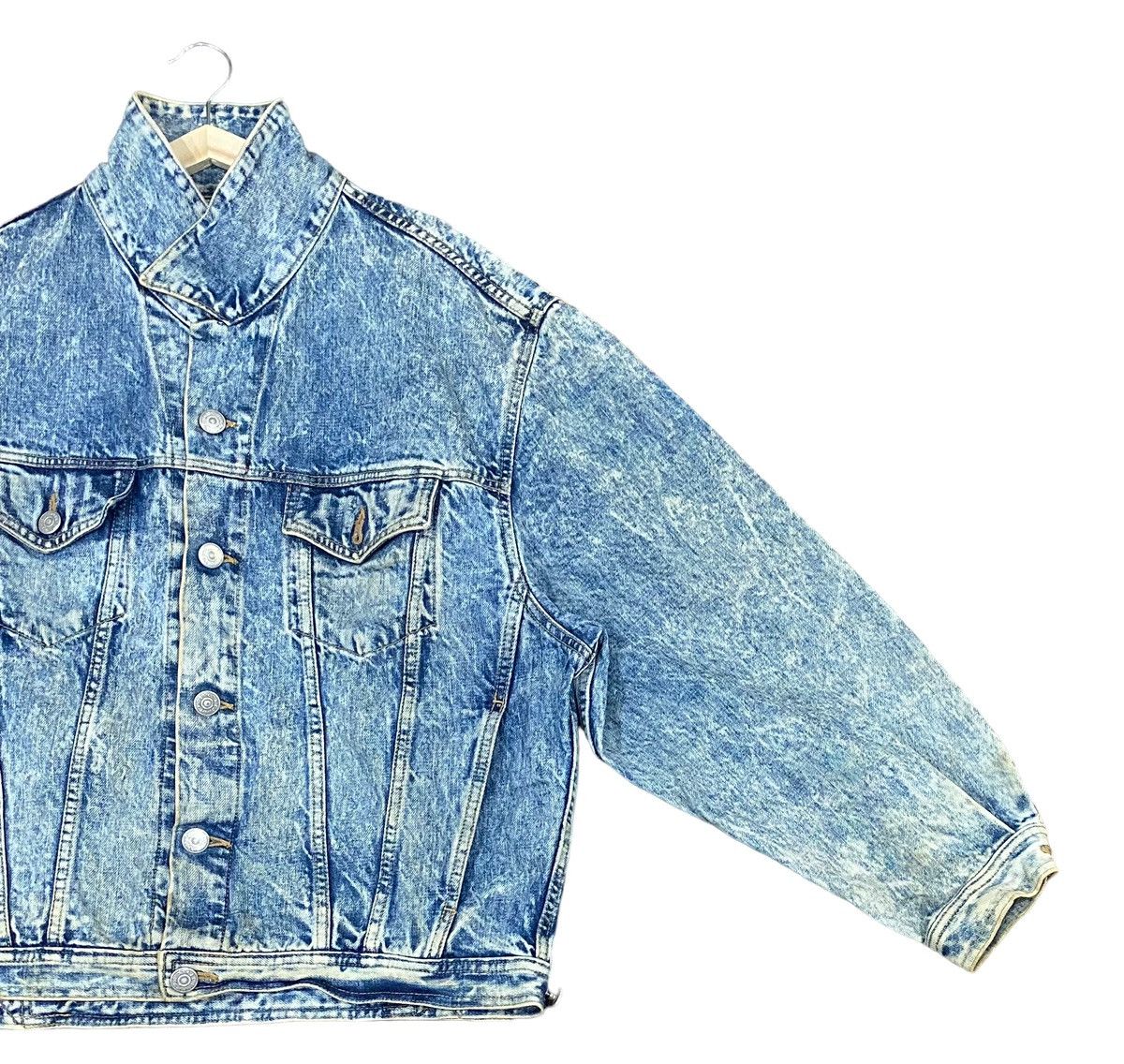 Edwin Vtg EDWIN Acid Wash Denim Jacket Button (L) Size US L / EU 52-54 / 3 - 2 Thumbnail