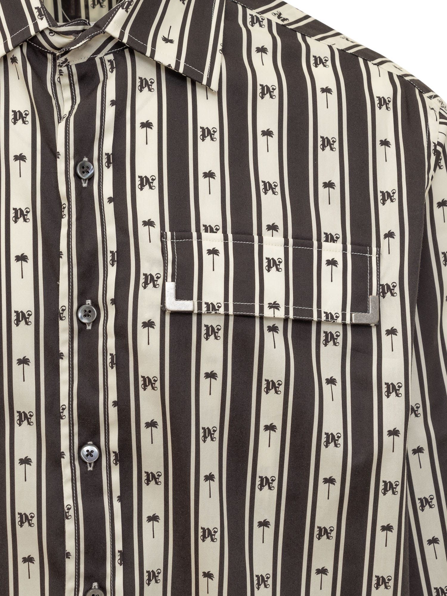 Palm Angels o1y0325 Logo Patterned Shirt in Black/White Size US S / EU 44-46 / 1 - 4 Thumbnail