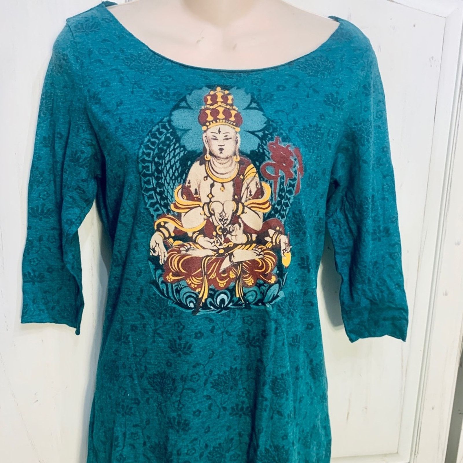 Lucky Brand LUCKY BRAND BUDDHA 3/4 SLEEVE YOGA TEE BOHO HIPPIE Size ONE SIZE - 1 Thumbnail