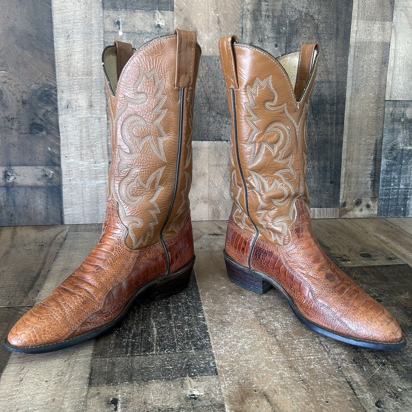 Vintage J Chisholm Vintage Ostrich Leg Cowboy Boots Mens 8 EE Size US 8 / EU 41 - 3 Thumbnail