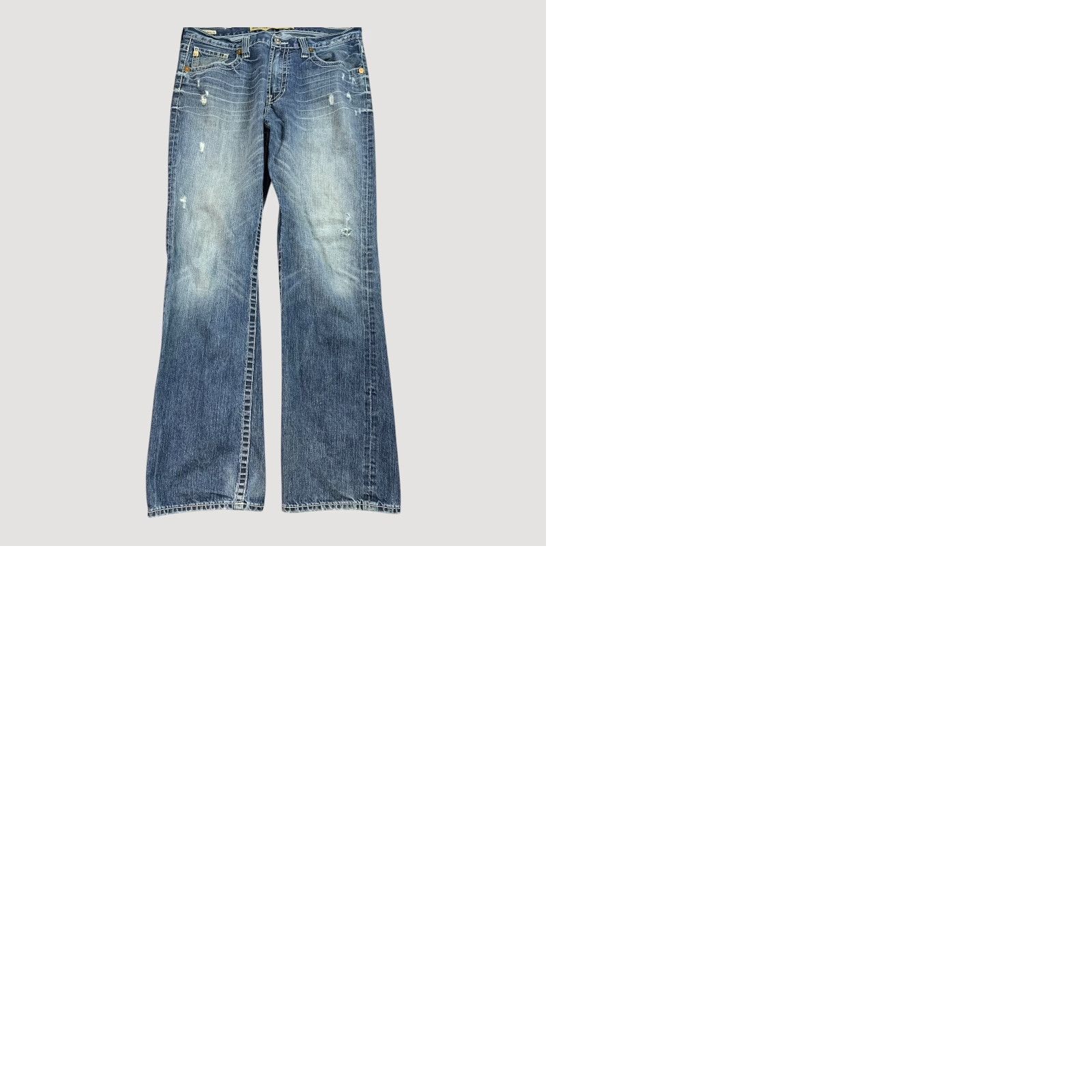 Big Star Jeans Mens 36x32 Blue Voyager Straight Relaxed Distressed Whiskered Jeans Shirt?