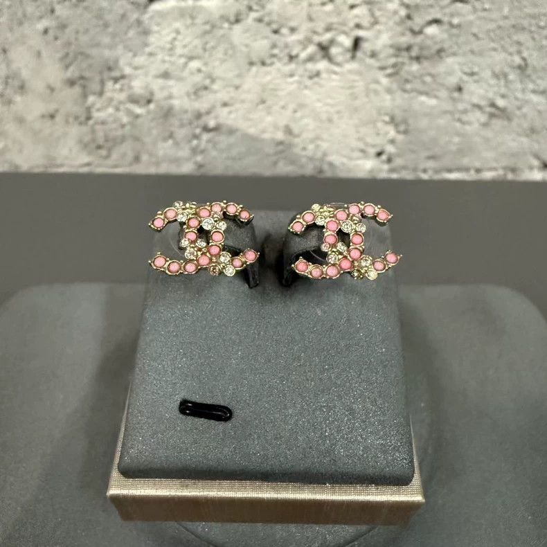 Chanel Pink CC Logo Earrings