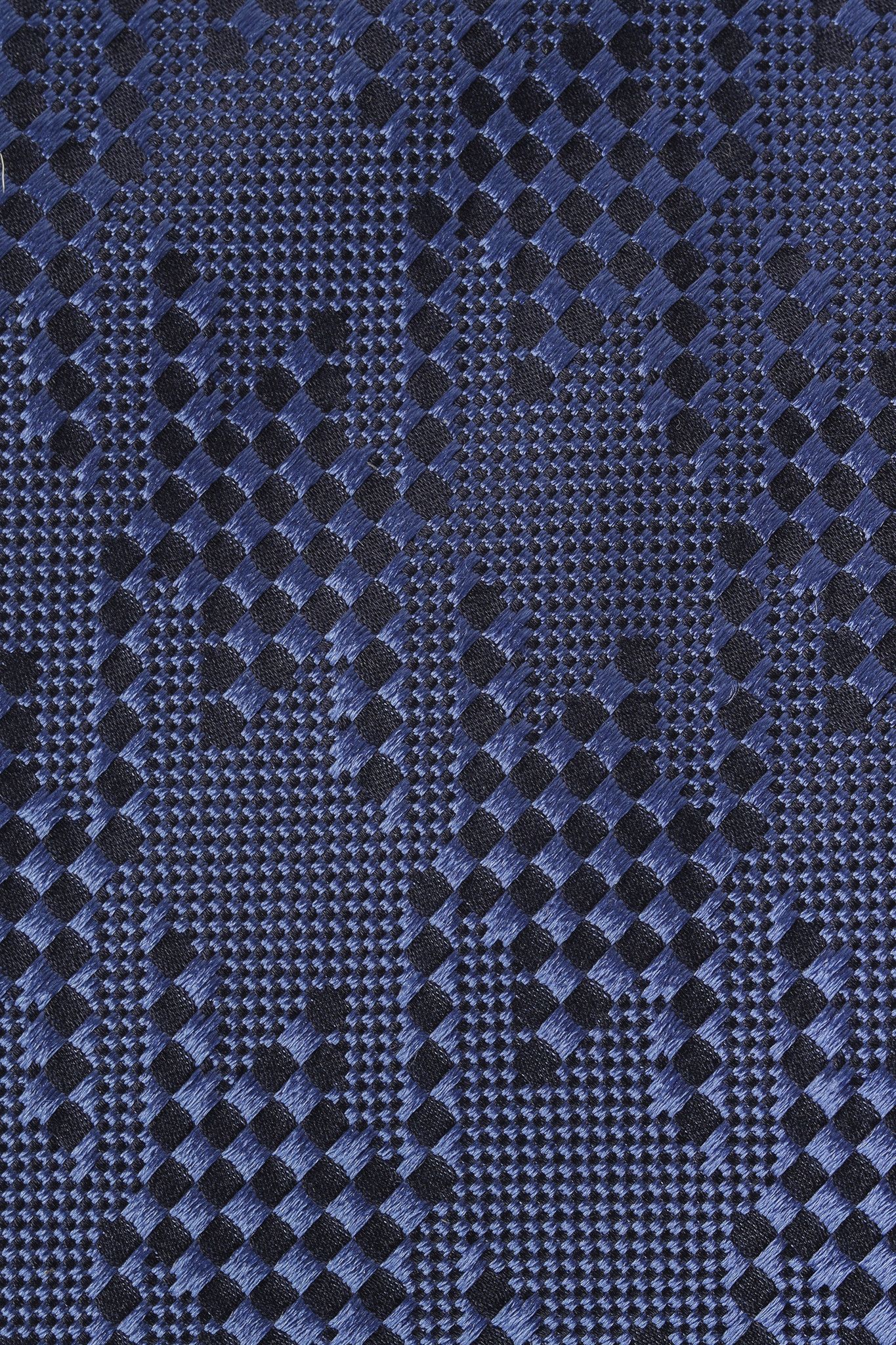 Etro Etro Blue and Navy Abstract Check Textured Silk Necktie Size ONE SIZE - 3 Thumbnail