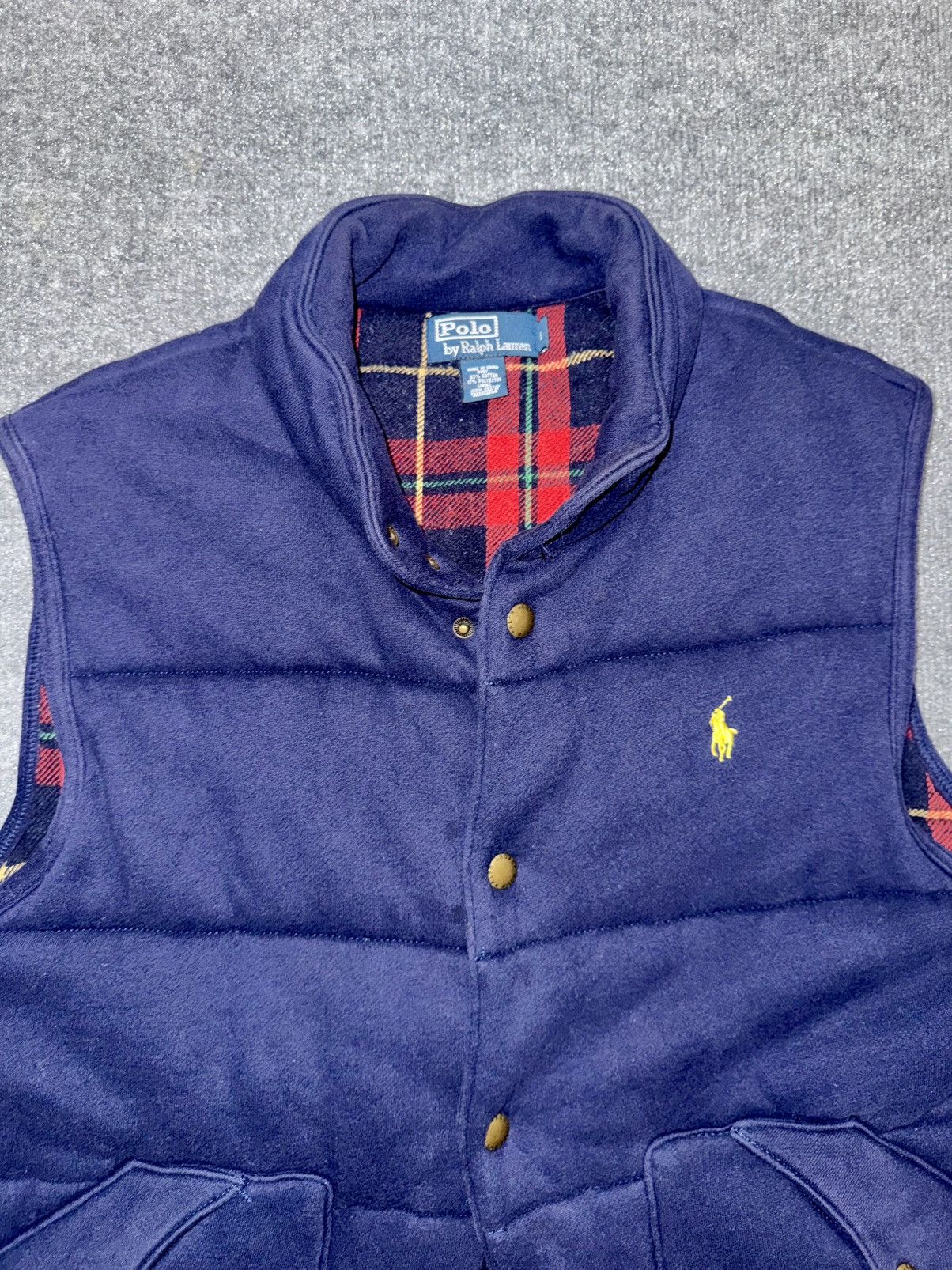 Polo Ralph Lauren Vintage Polo RL Navy Puffer Vest w/ Plaid Lining Size US L / EU 52-54 / 3 - 2 Thumbnail