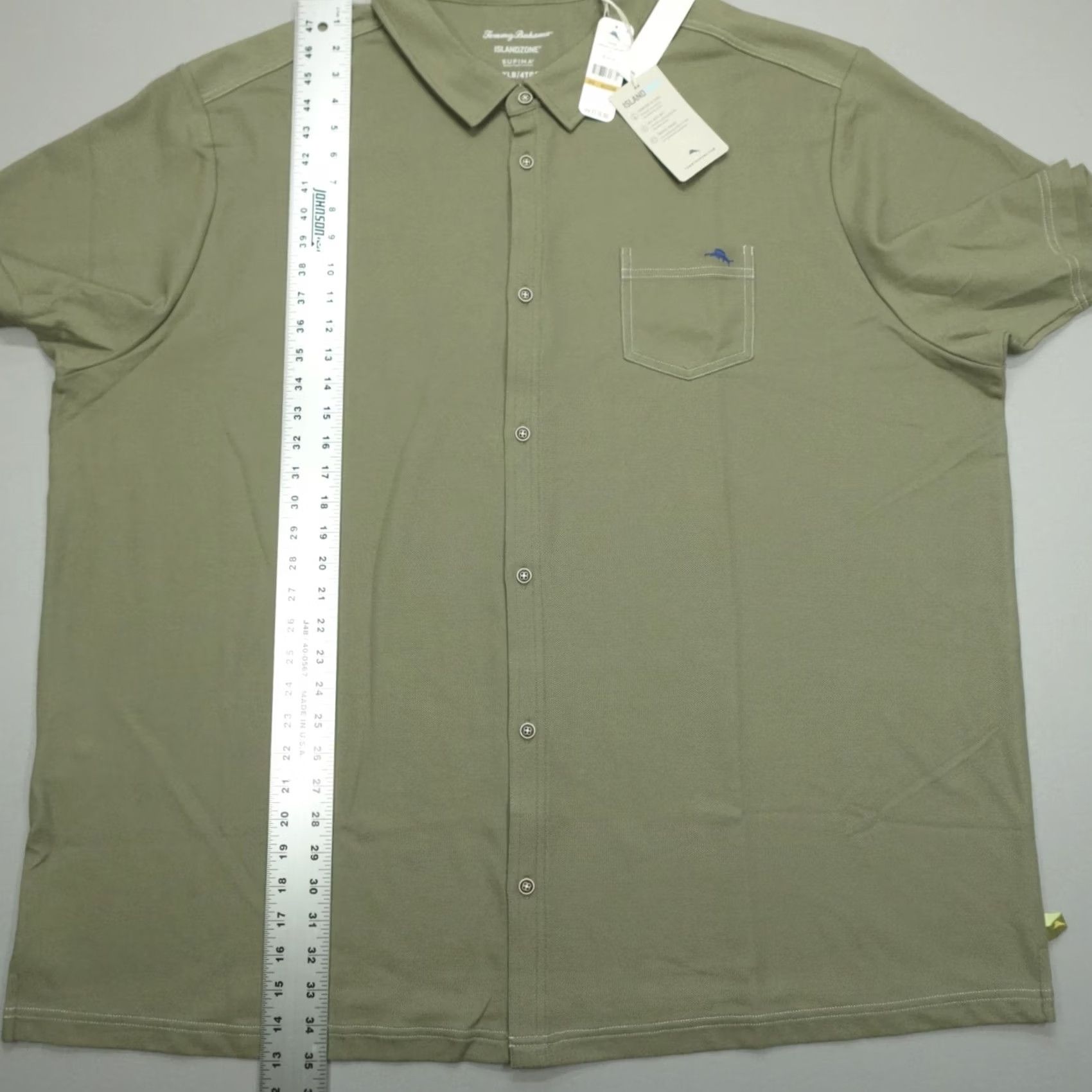 Tommy Bahama Tommy Bahama Emfielder Shirt Supima Cotton Blend B&T Men's Big 4XLT Tea Leaf Shirt Size US XXL / EU 58 / 5 - 7 Thumbnail