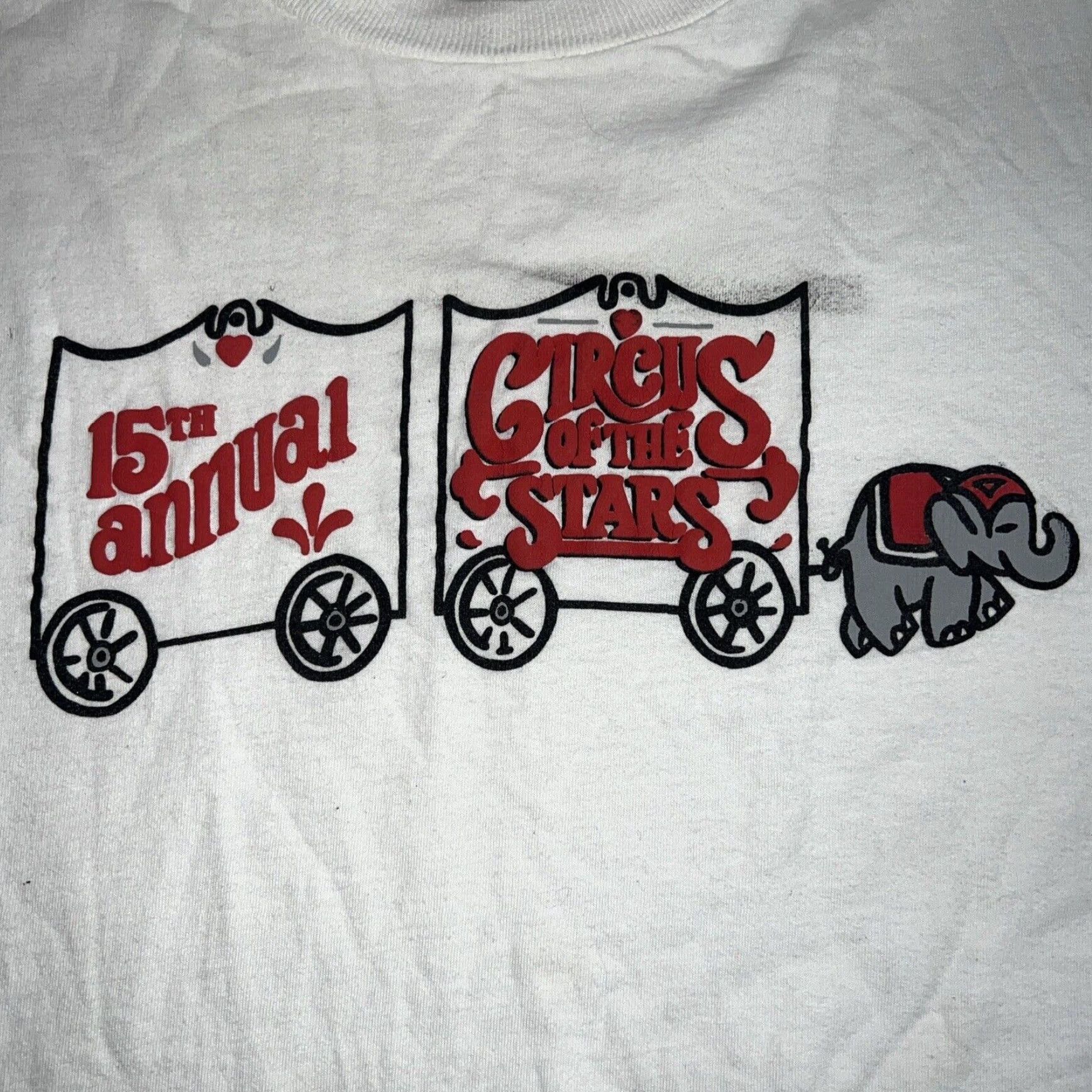 Vintage VINTAGE Single Stitch Weekends Circus Of The Stars T-Shirt Adult XL White Mens Size US XL / EU 56 / 4 - 2 Thumbnail