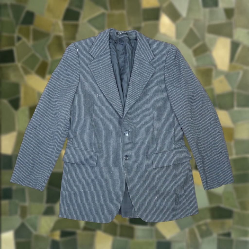 Yves Saint Laurent Yves Saint Laurent Men’s Black Pinstripe Wool Blazer Jacket Blazer 44 Mens Button Closure Wool Striped Fall Business Size 44R - 1 Thumbnail