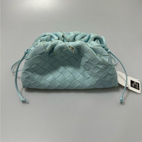 Bottega Veneta Bottega Veneta Mini Intrecciato Leather Pouch Clutch Pale Bl Size ONE SIZE - 1 Thumbnail