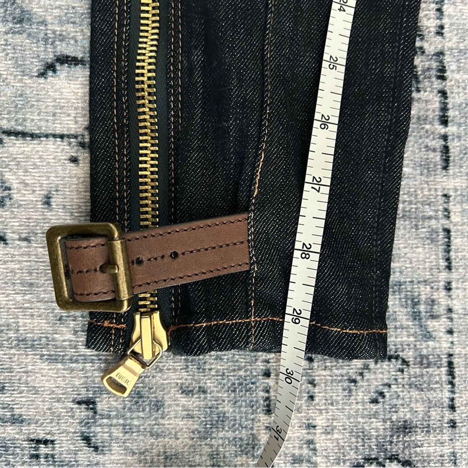 Polo Ralph Lauren Ralph Lauren dark denim with leather & zippers at ankle 28 Size 28" / US 6 / IT 42 - 6 Thumbnail