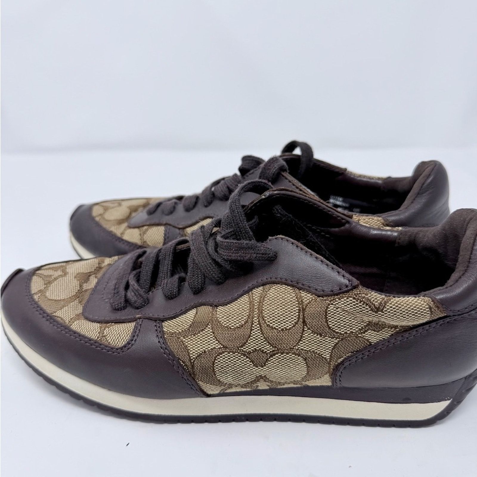 Coach Coach Farrah Signature Jacquard Brown Tan Sneakers size 8,5 Size US 8.5 / IT 38.5 - 6 Thumbnail