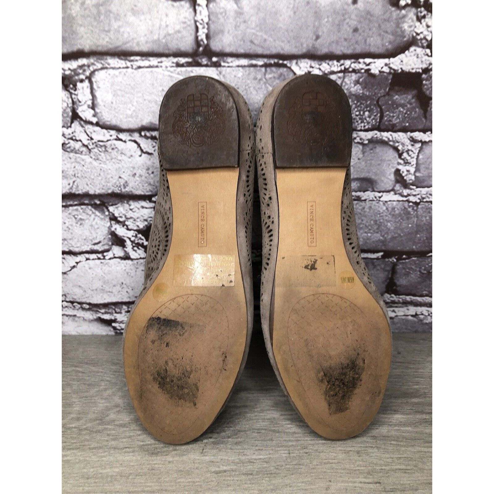 Vince Camuto Vince Camuto Lancaster Taupe Suede Perforated Flats Women’s Size US 6.5 / IT 36.5 - 8 Thumbnail