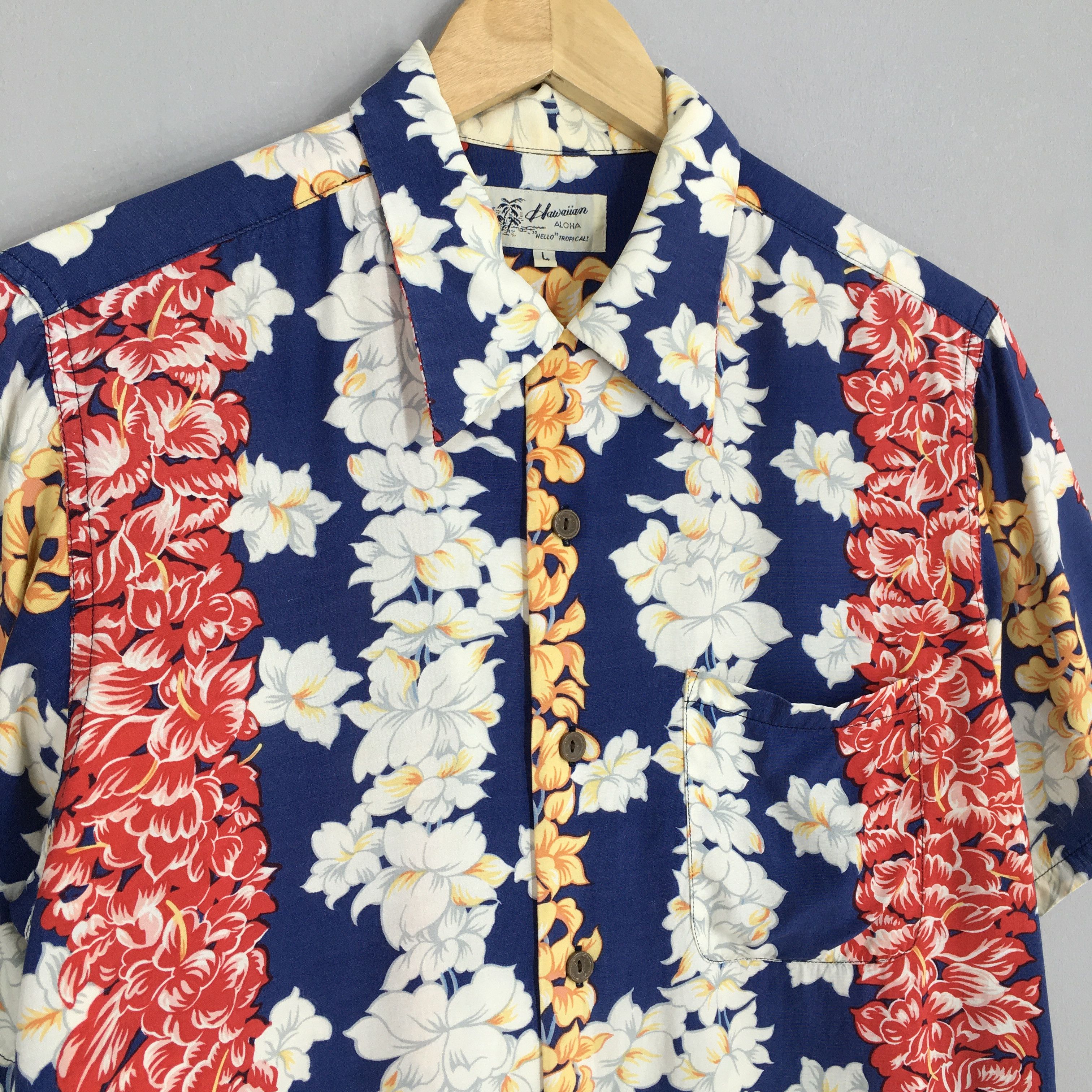 Vintage Vintage 90's Hawaiian Aloha Tropical Flower Hibiscus Shirt Size US L / EU 52-54 / 3 - 3 Thumbnail