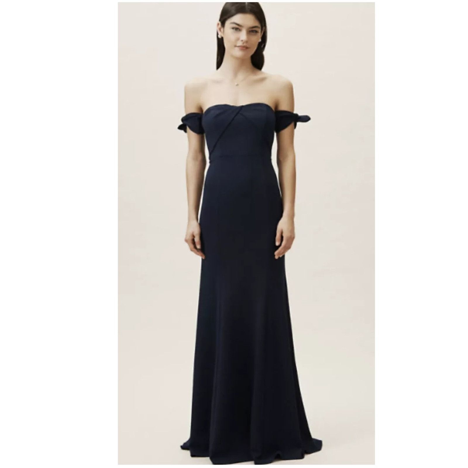 Anthropologie New BHLDN Delilah Dress WATTERS & WATTERS $285 SIZE 4 Navy Size S / US 4 / IT 40 - 2 Thumbnail