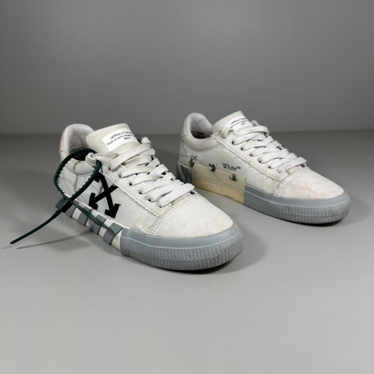 Off-White Off-White Virgil Abloh Vulc Eco White Grey Sneakers Size US 8.5 / IT 38.5 - 3 Thumbnail