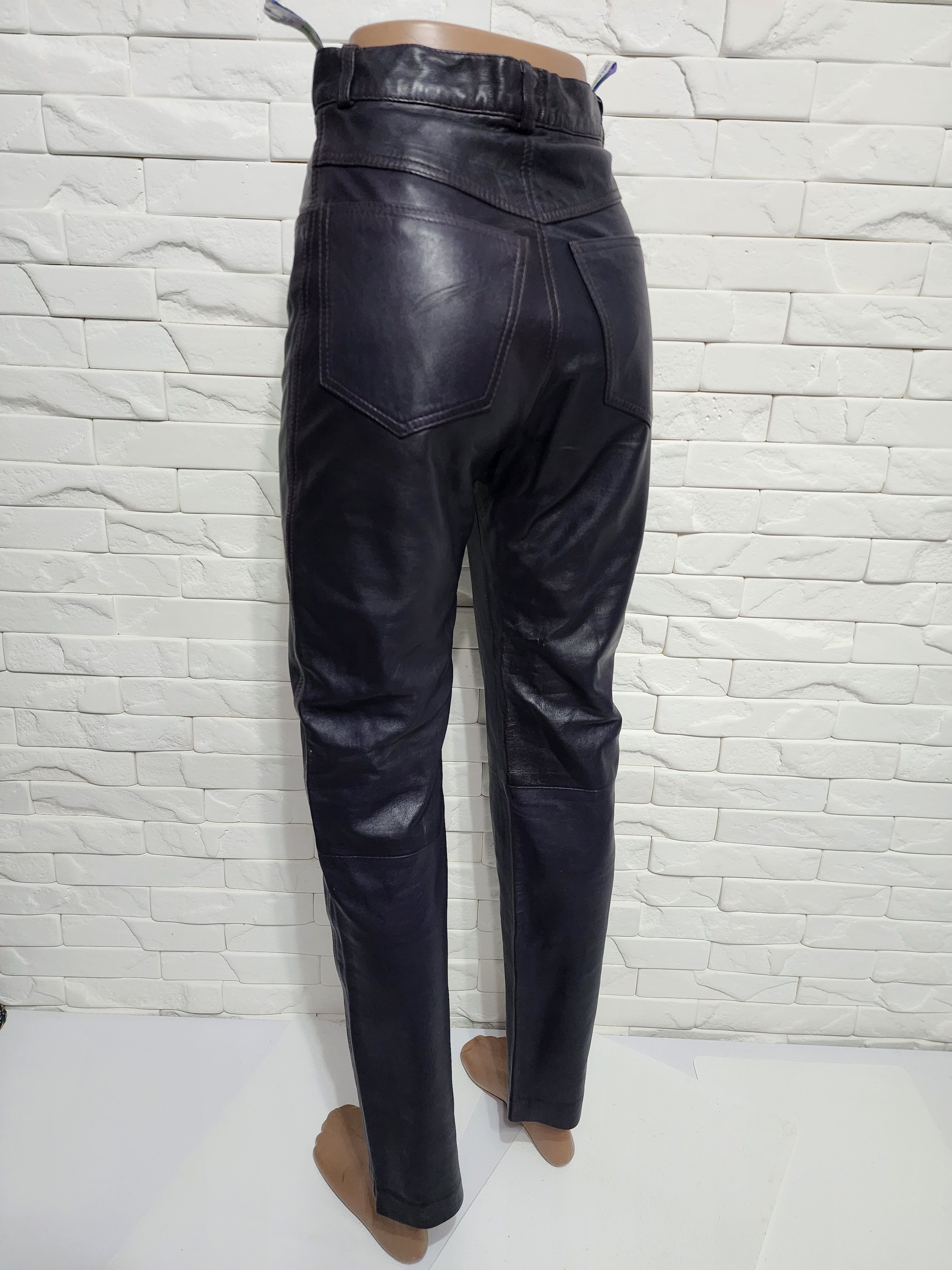 Genuine Leather Women's purple leather pants. Size 29" - 6 Thumbnail