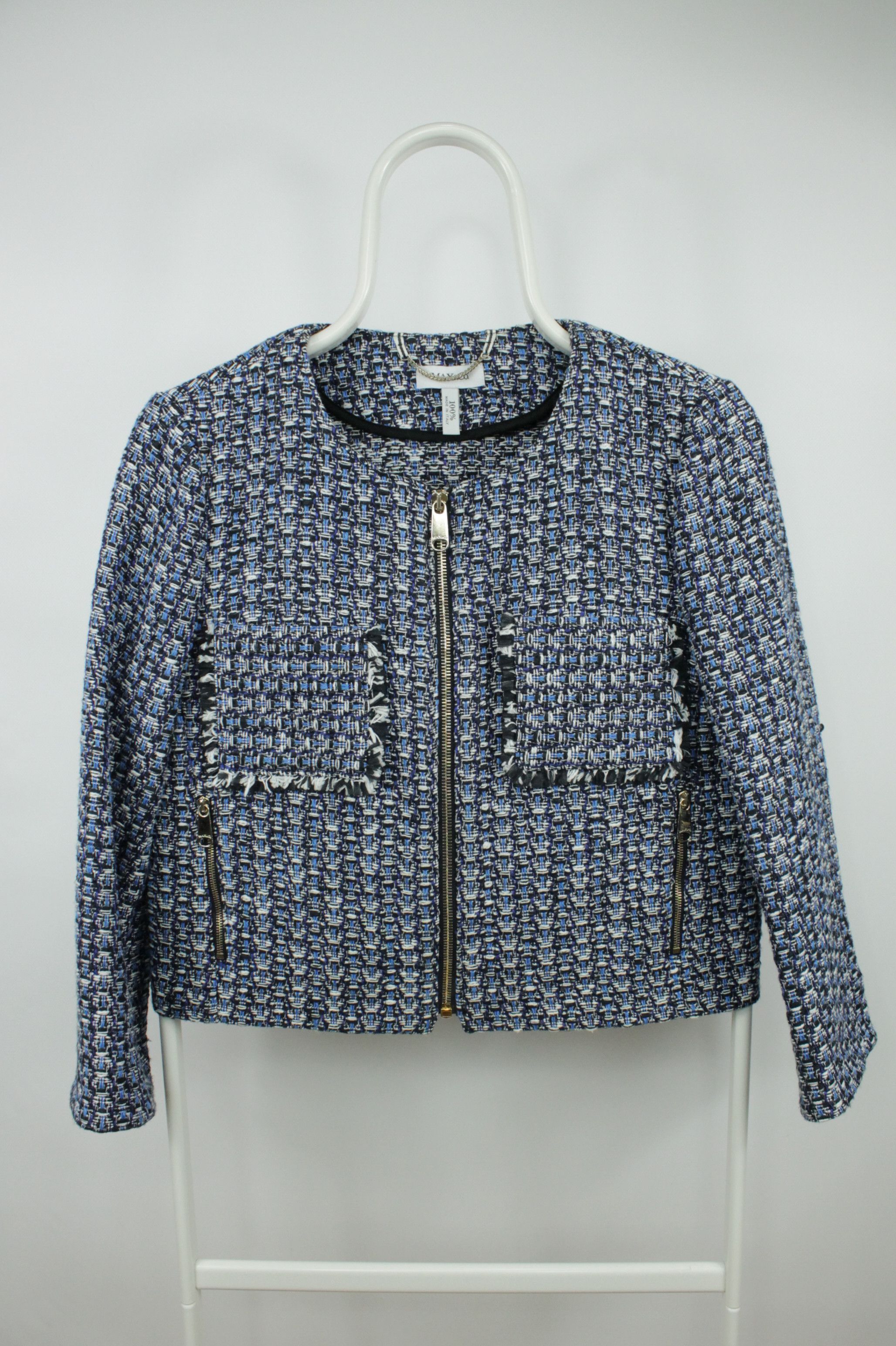 MAX&Co. × Max Mara Max & Co. By Max Mara Full Zip Blue Pattern Short Jacket Size M / US 6-8 / IT 42-44 - 6 Thumbnail